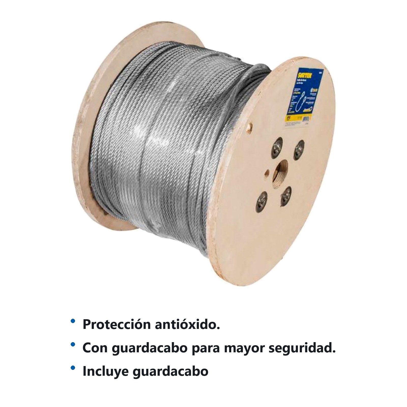 Cable de acero con guardacabo 1/4" x 457 m construcción de 7 x 19 Surtek - Imagen 2