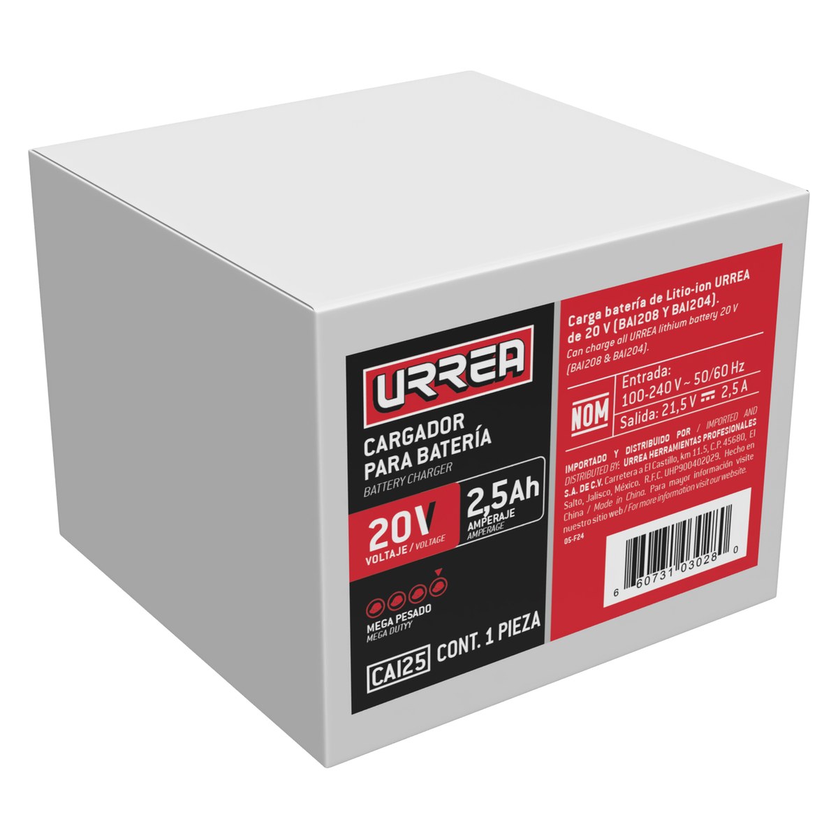Cargador de baterías 20 V, 2.5 Ah Urrea - Imagen 2