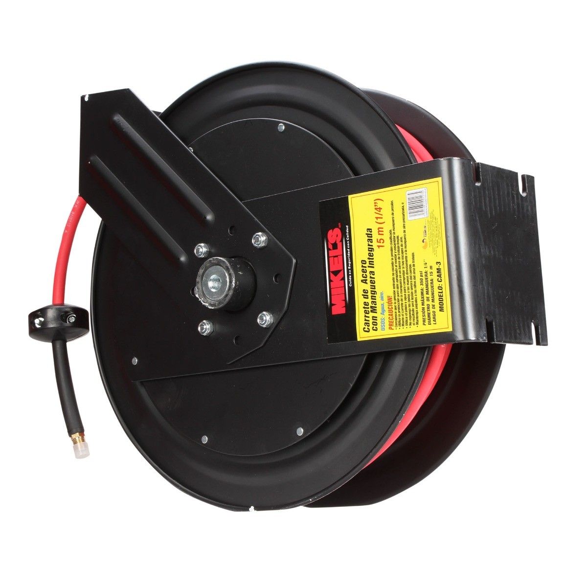 MIKELS CAM-3 Carrete de acero con manguera, 1/4” sistema retráctil (15 mts) - Imagen 3
