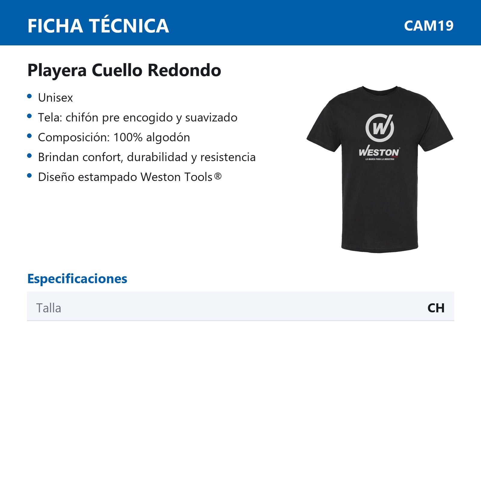 PLAYERA CUELLO REDONDO - COLOR NEGRO - TALLA CH - Imagen 2