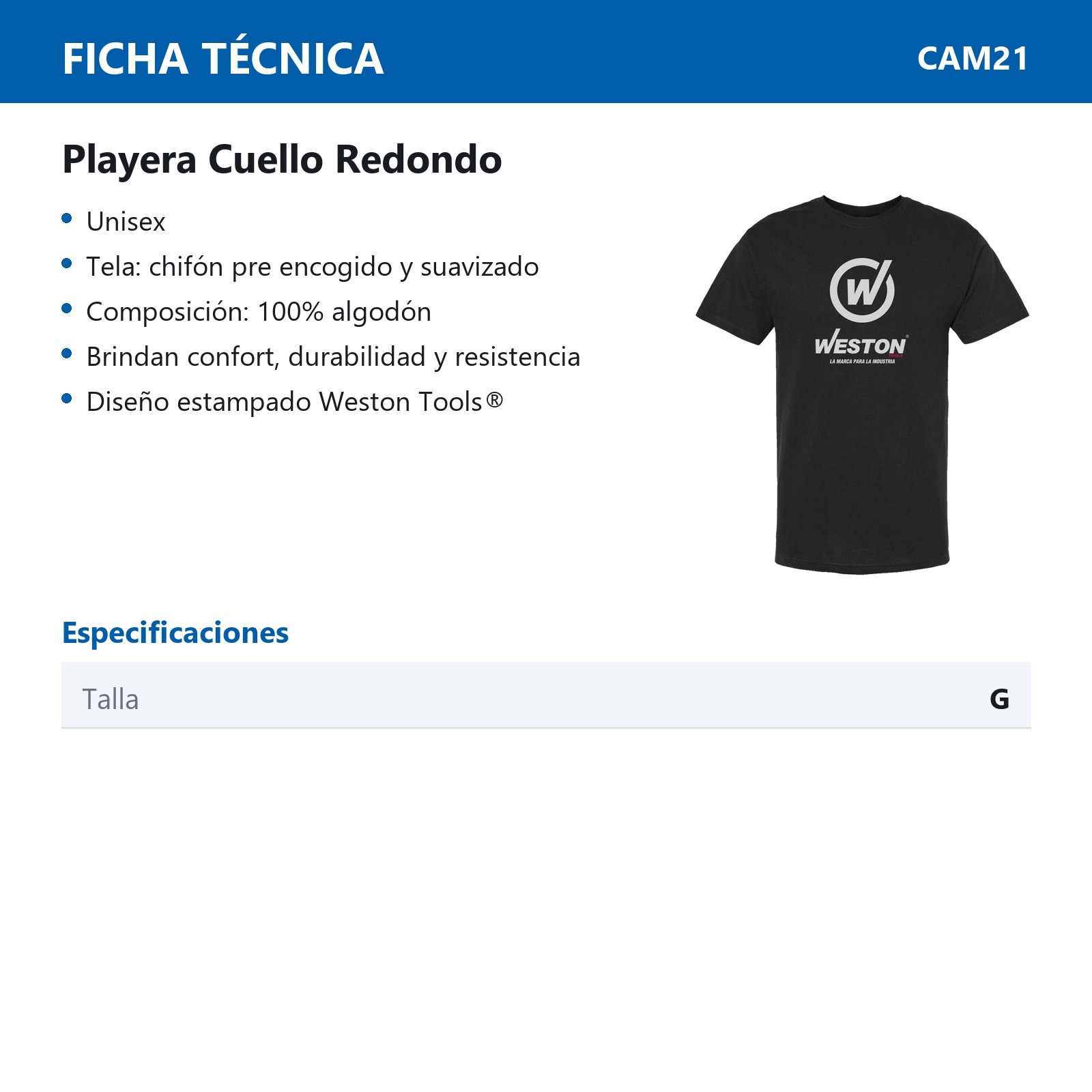 PLAYERA CUELLO REDONDO - COLOR NEGRO - TALLA G - Imagen 2