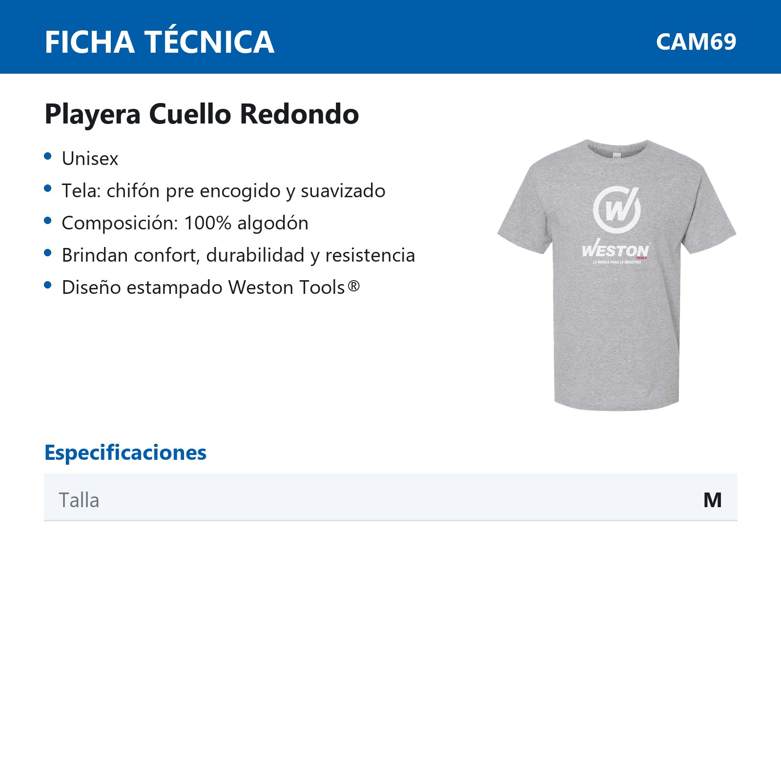 PLAYERA CUELLO REDONDO - COLOR JASPE - TALLA M - Imagen 2