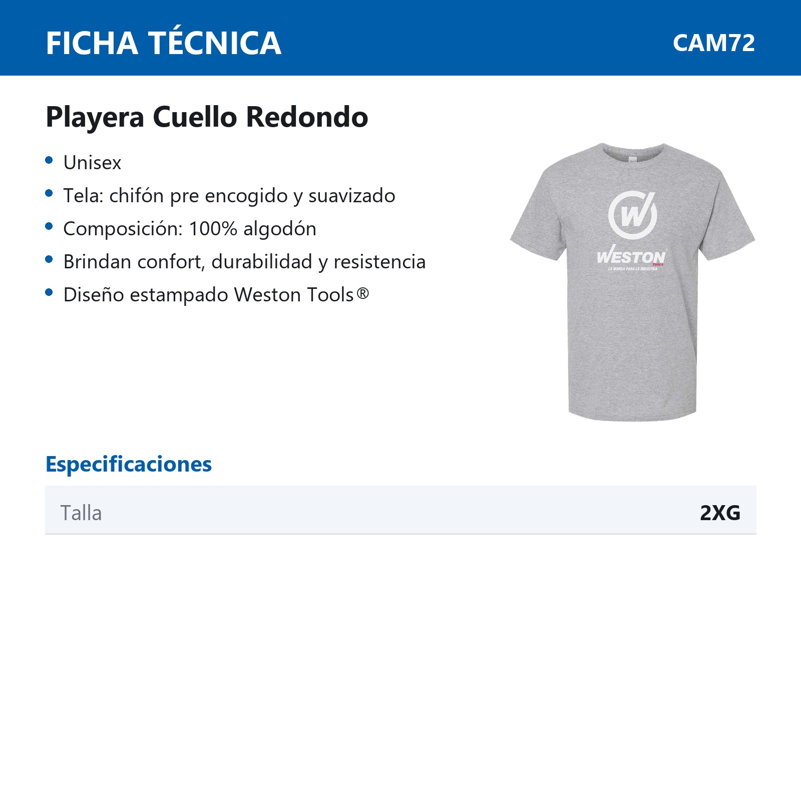 PLAYERA CUELLO REDONDO - COLOR JASPE - TALLA 2XG - Imagen 2