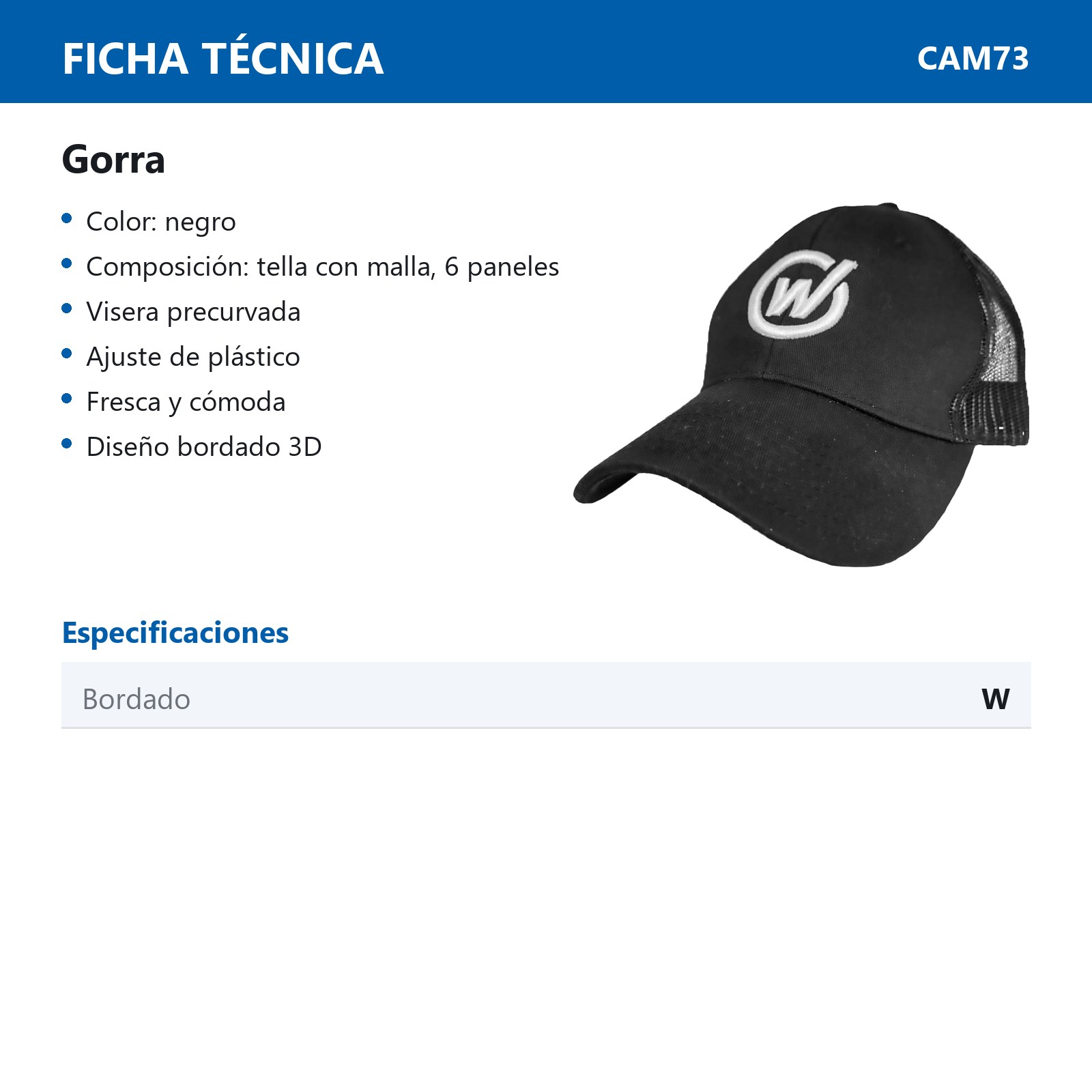 GORRA MALLA LOGO 3D W - NEGRO - Imagen 2