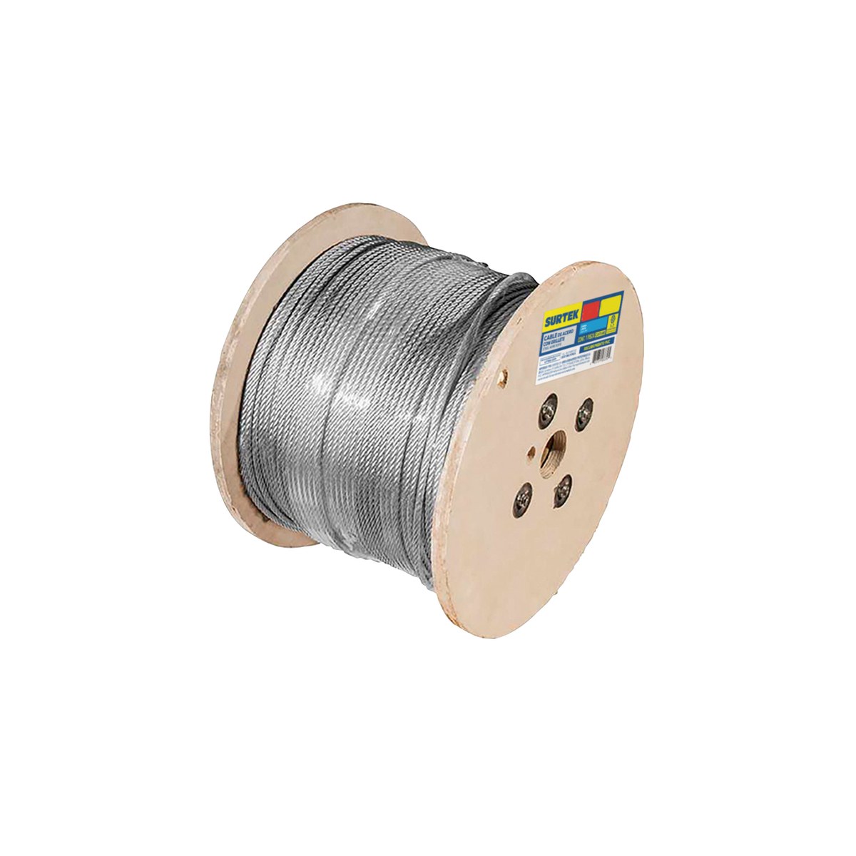 Cable de acero con grillete recubrimiento PVC 7 x 7 hilos, 3/32" x 300 m Surtek
