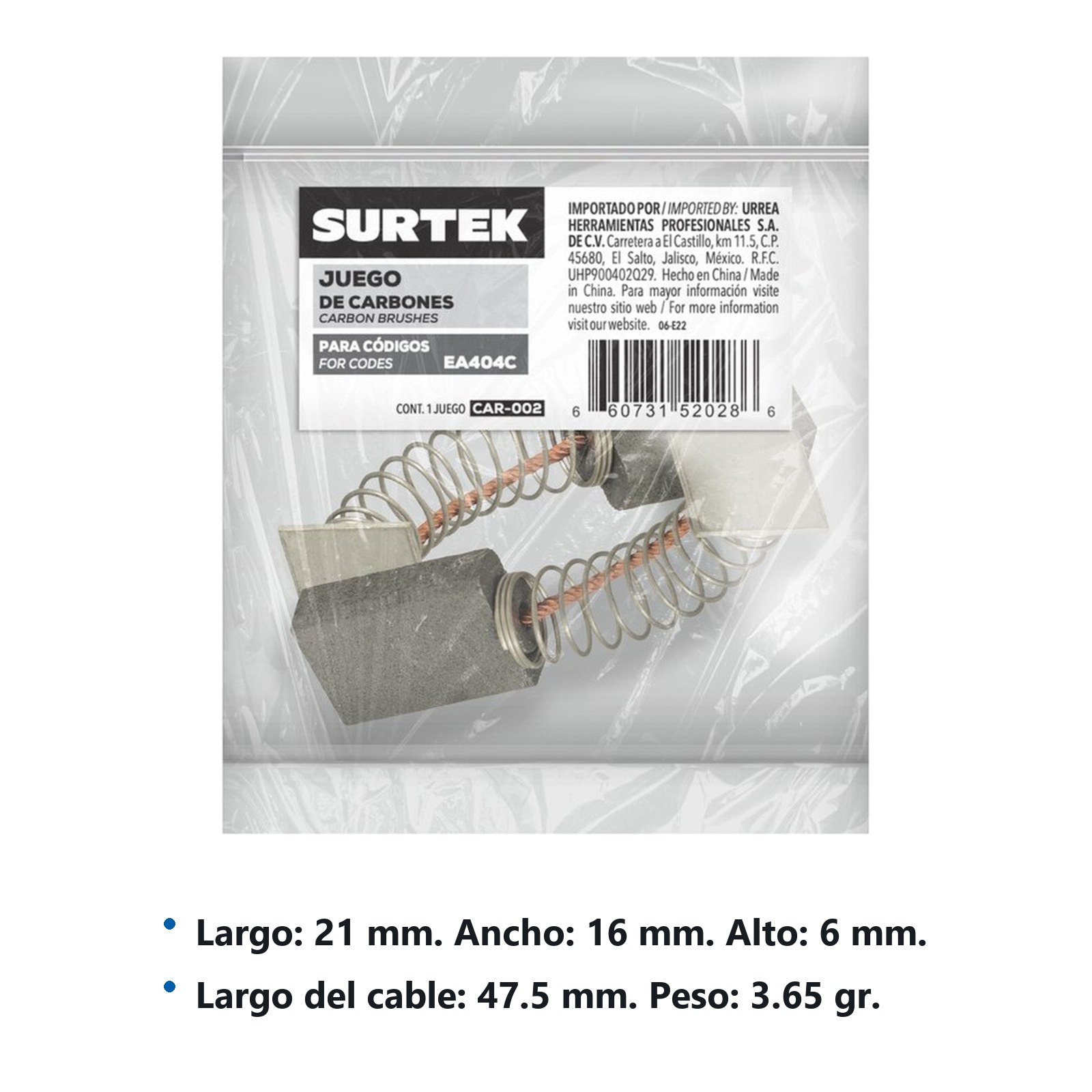 Juego de carbones para EA609A, 2 piezas Surtek - Imagen 2