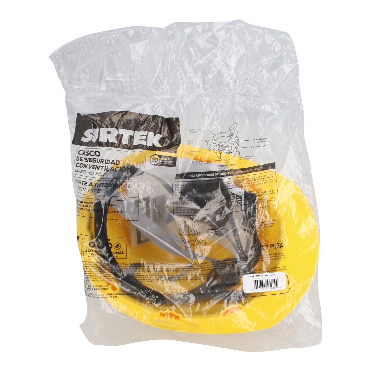 Casco de seguridad con ajuste de intervalos de 4 puntos, color amarillo Surtek - Imagen 3