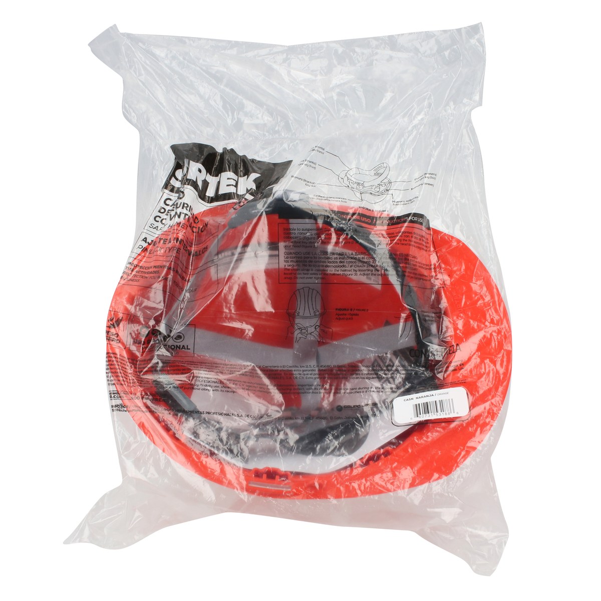 Casco de seguridad con ajuste de intervalos de 4 puntos, color naranja Surtek - Imagen 3