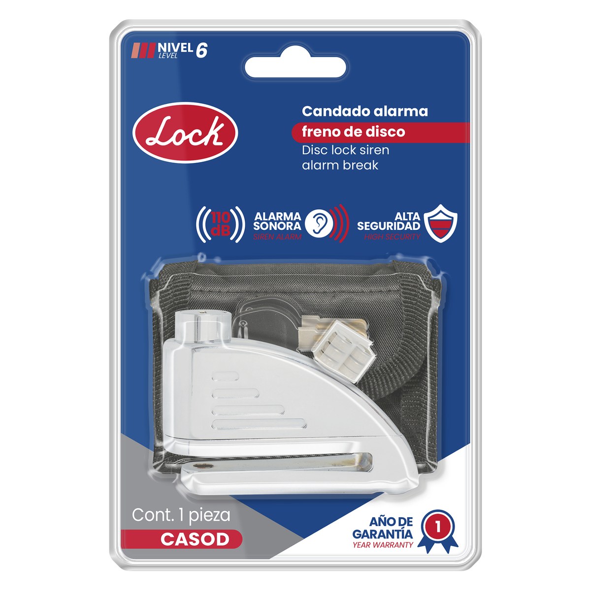 Candado con alarma para freno de disco para motocicleta, llave bancaria Lock - Imagen 2