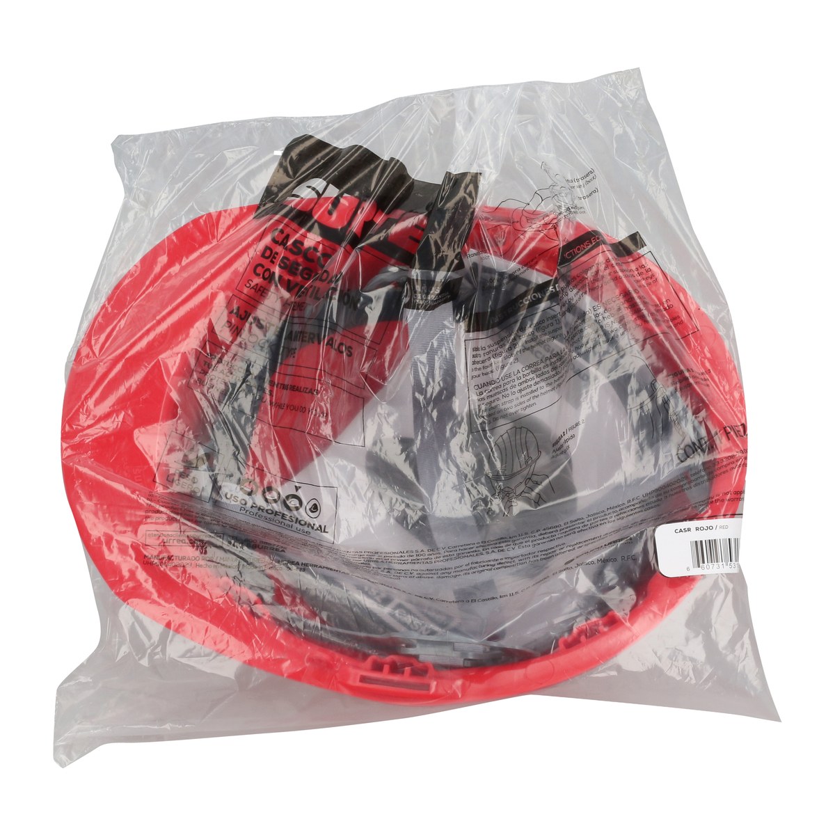 Casco de seguridad con ajuste de intervalos de 4 puntos, color rojo Surtek - Imagen 3