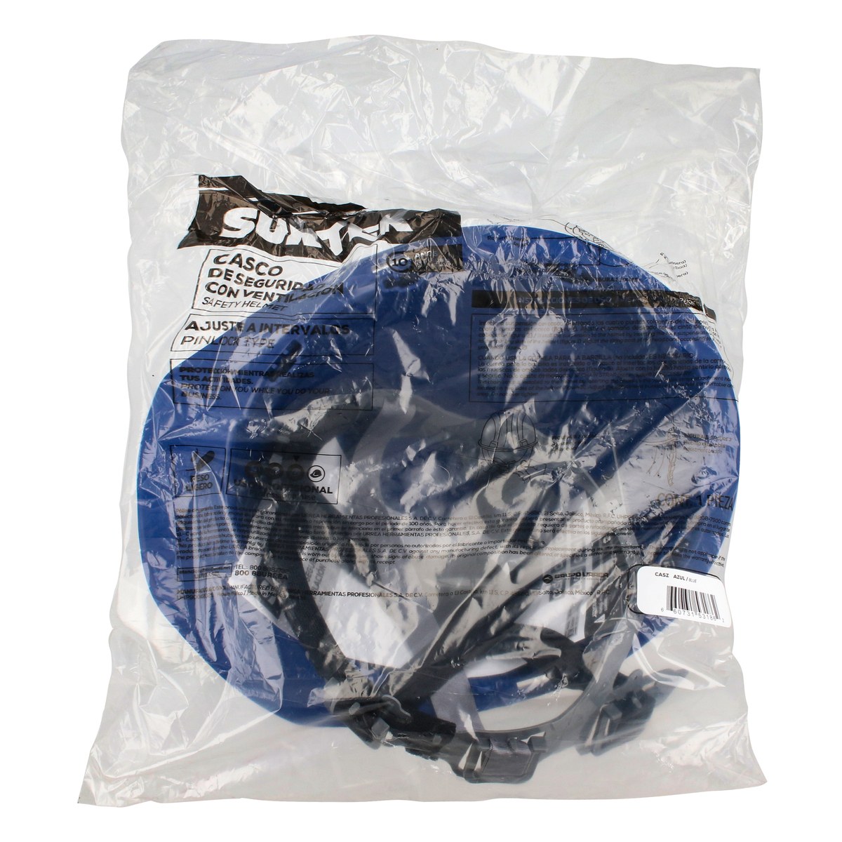 Casco de seguridad con ajuste de intervalos de 4 puntos, color azul Surtek - Imagen 3