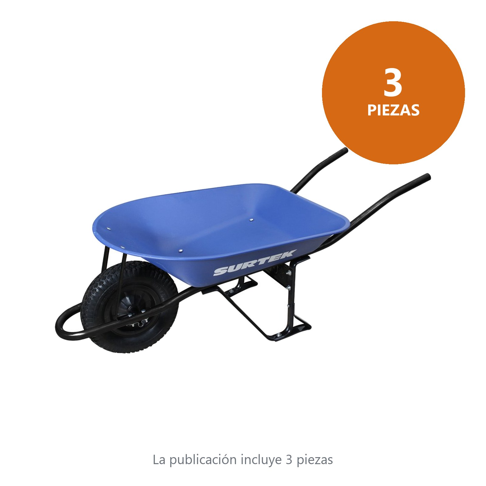 Carretilla reforzada con bastidor metálico 4 Ft3 llanta neumática de 2 capas Surtek - Imagen 2