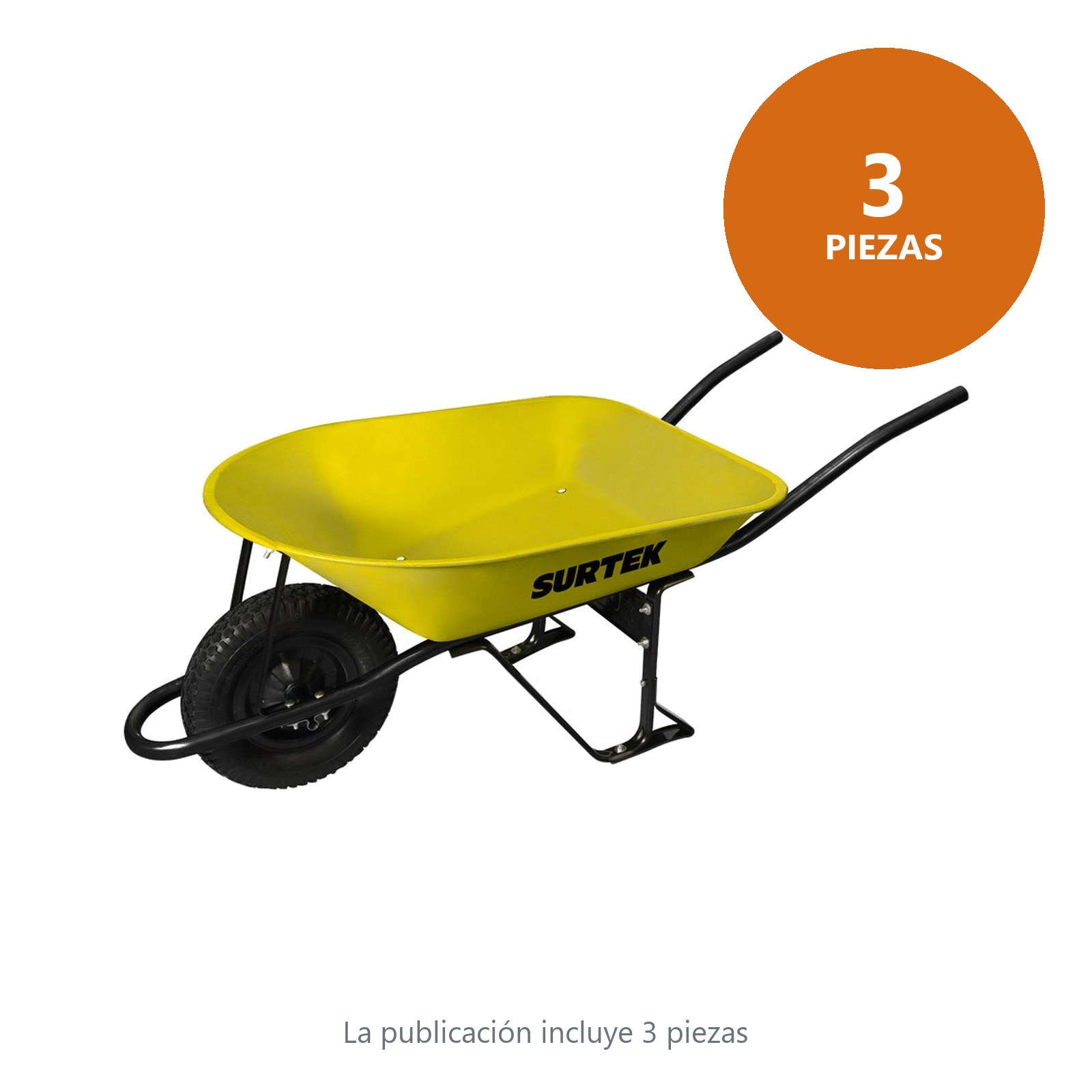 Carretilla reforzada con bastidor metálico 4.5 Ft3 llanta neumática reforzada de 4 capas Surtek - Imagen 2