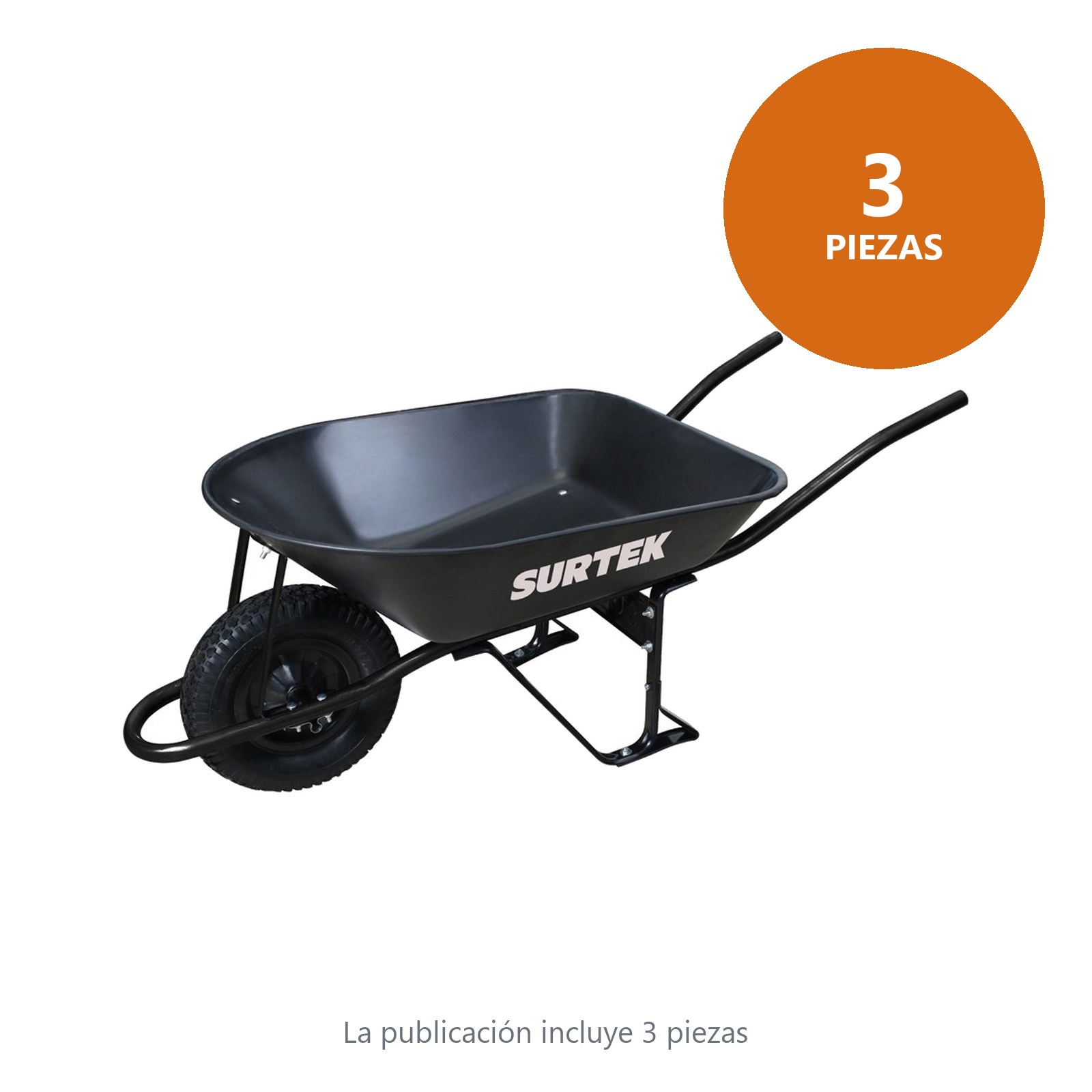 Carretilla reforzada con bastidor metálico 5.5 Ft3 llanta neumática de 2 capas Surtek - Imagen 2