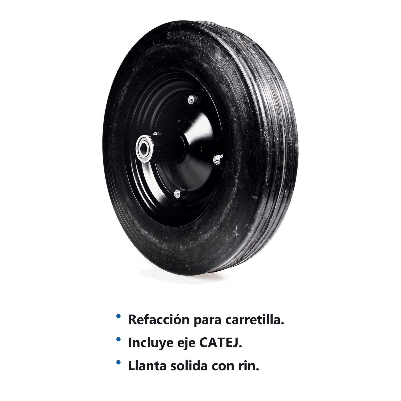 Llanta sólida de caucho de 14" con rin para carretilla Surtek - Imagen 2