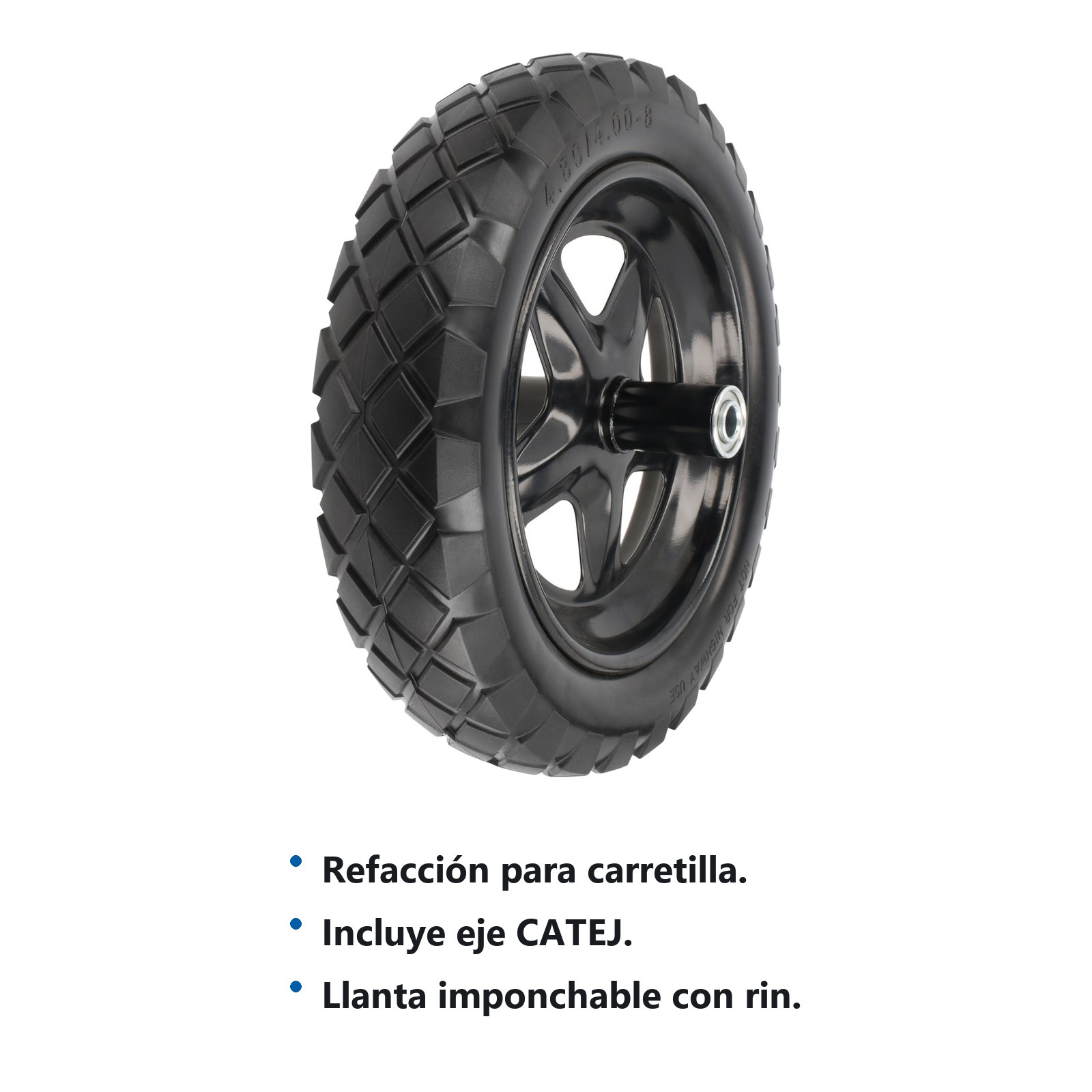 Llanta imponchable de poliuretano de 16" con rin para carretilla Surtek - Imagen 2