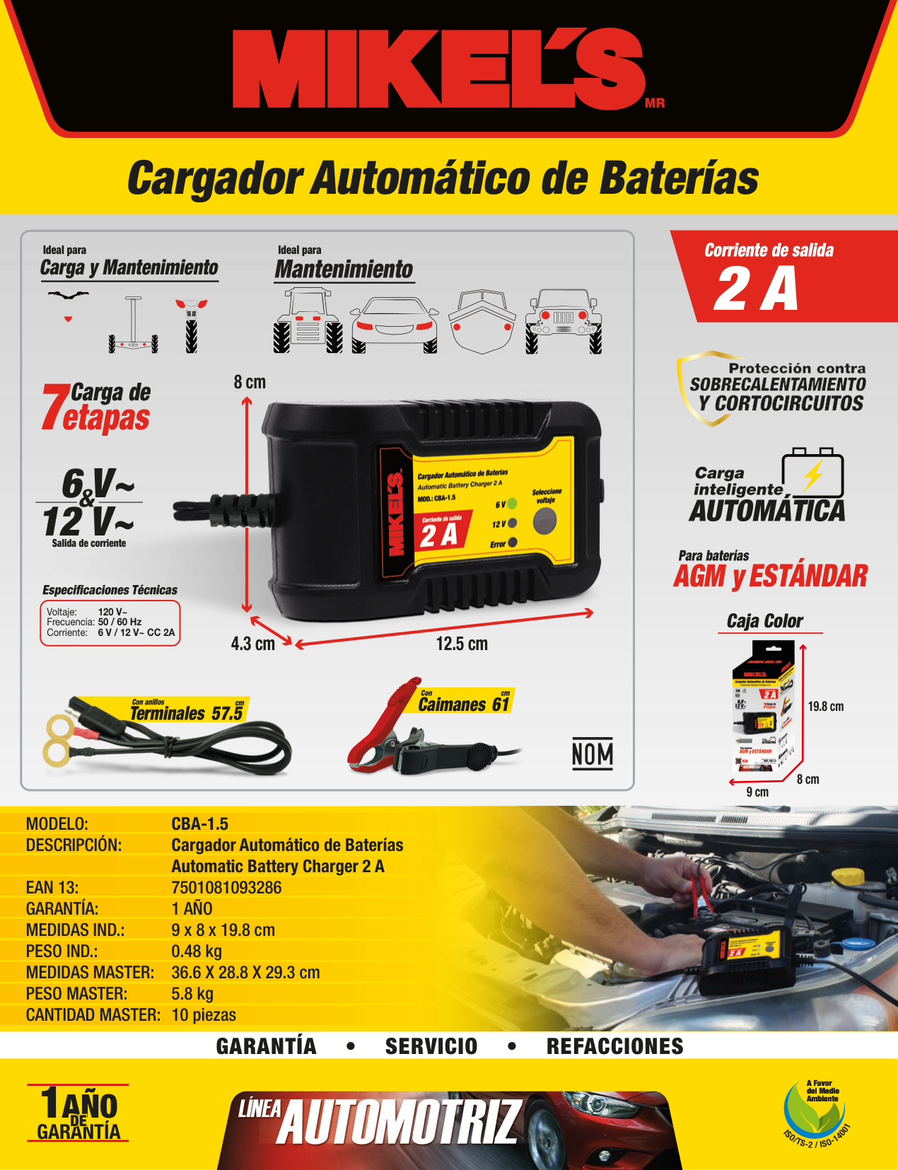 MIKELS CBA-1.5 Cargador baterías automático (2 amp) - Imagen 4