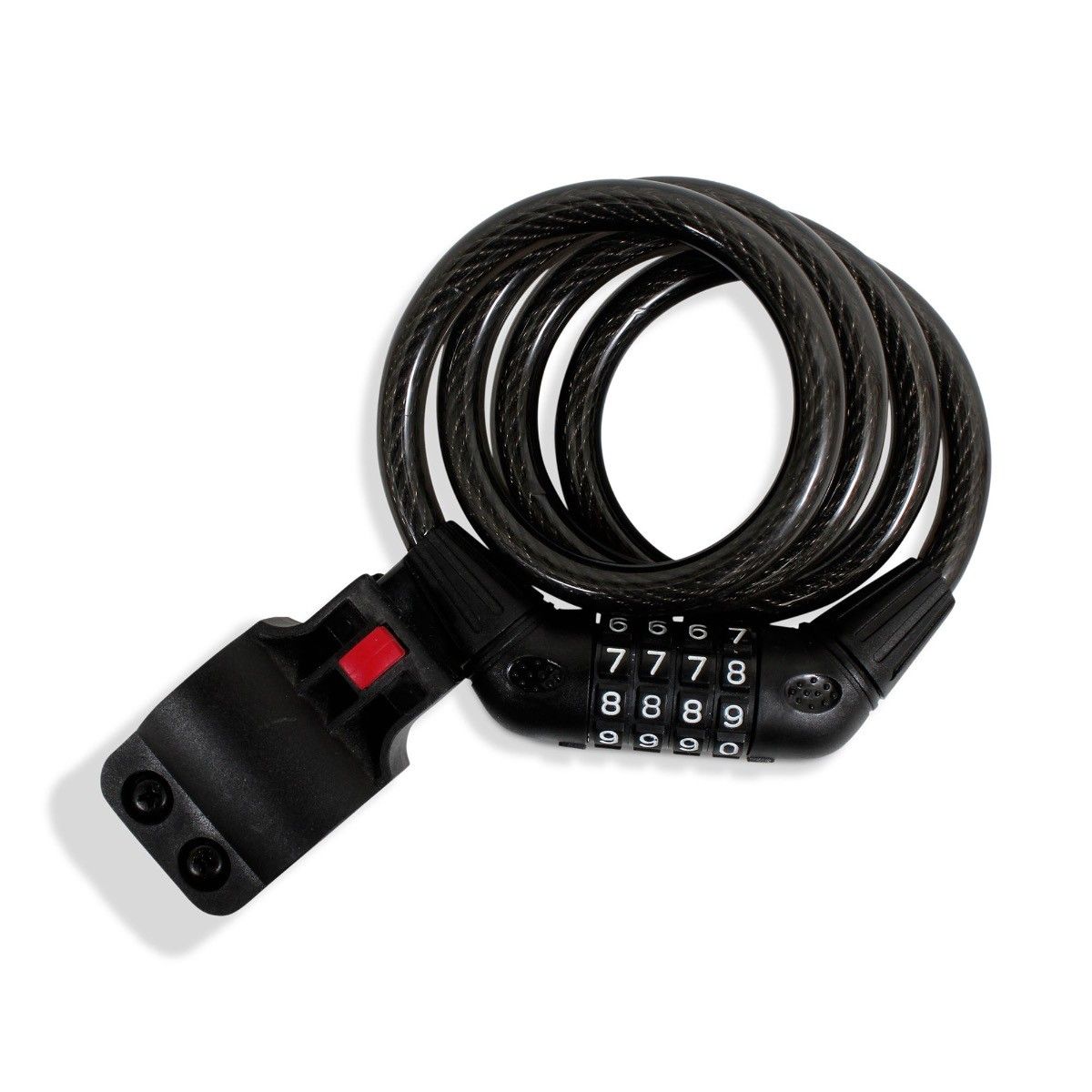 MIKELS CBE-100 Cable candado en espiral retráctil con combinación 4 dígitos (1 mt)