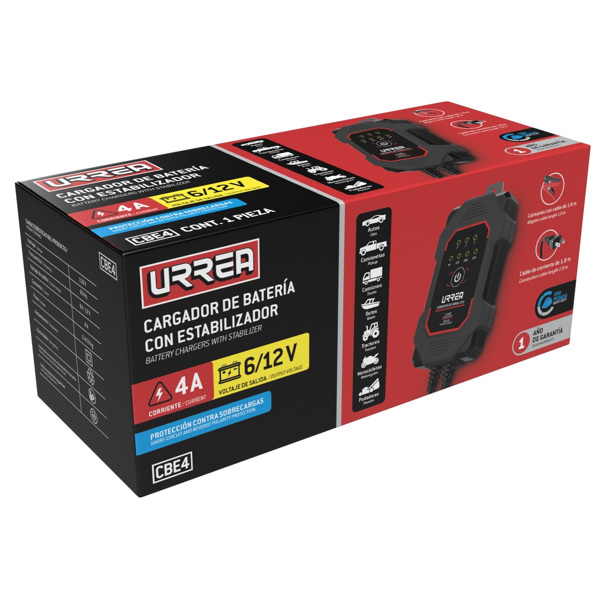 Cargador de bateria con estabilizador 4A, 6VDC, 12VDC Urrea - Imagen 3