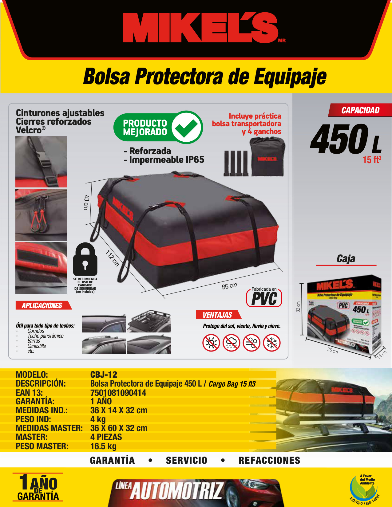 MIKELS CBJ-12 Bolsa protectora de equipaje (450 lts) JUMBO - Imagen 4