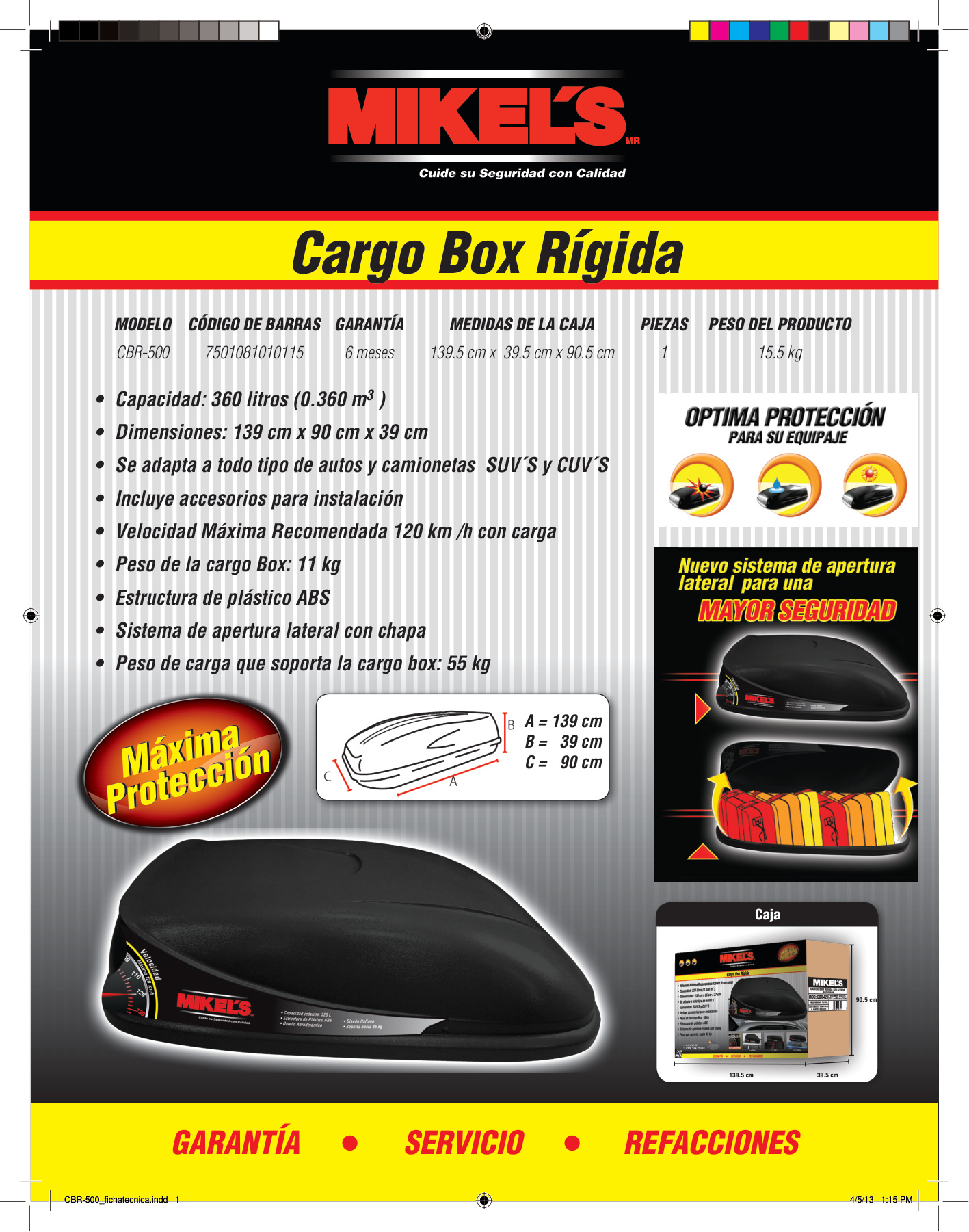 MIKELS CBR-500 Cargo box rígida, 360 lts (G) - Imagen 4