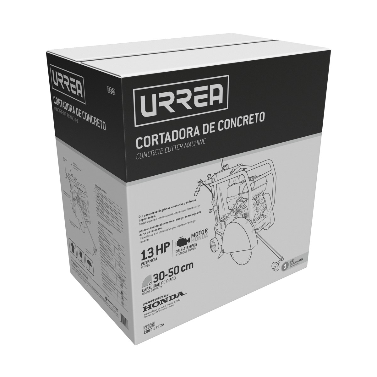 Cortadora de concreto a gasolina con motor de 4 tiempos 13 HP Urrea - Imagen 2
