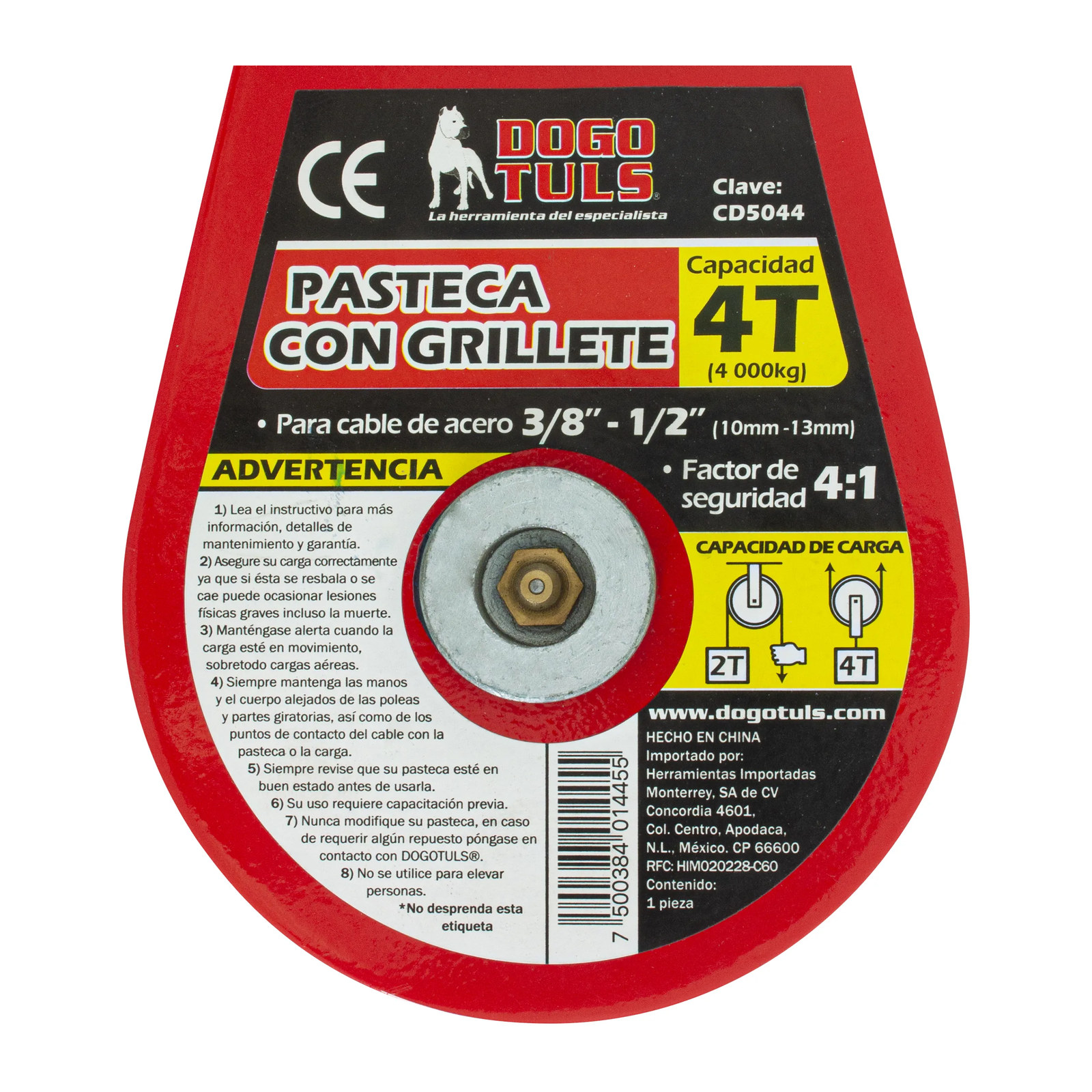 Pasteca 4 t con Grillete para Cable de Acero de 1/2" - Imagen 4