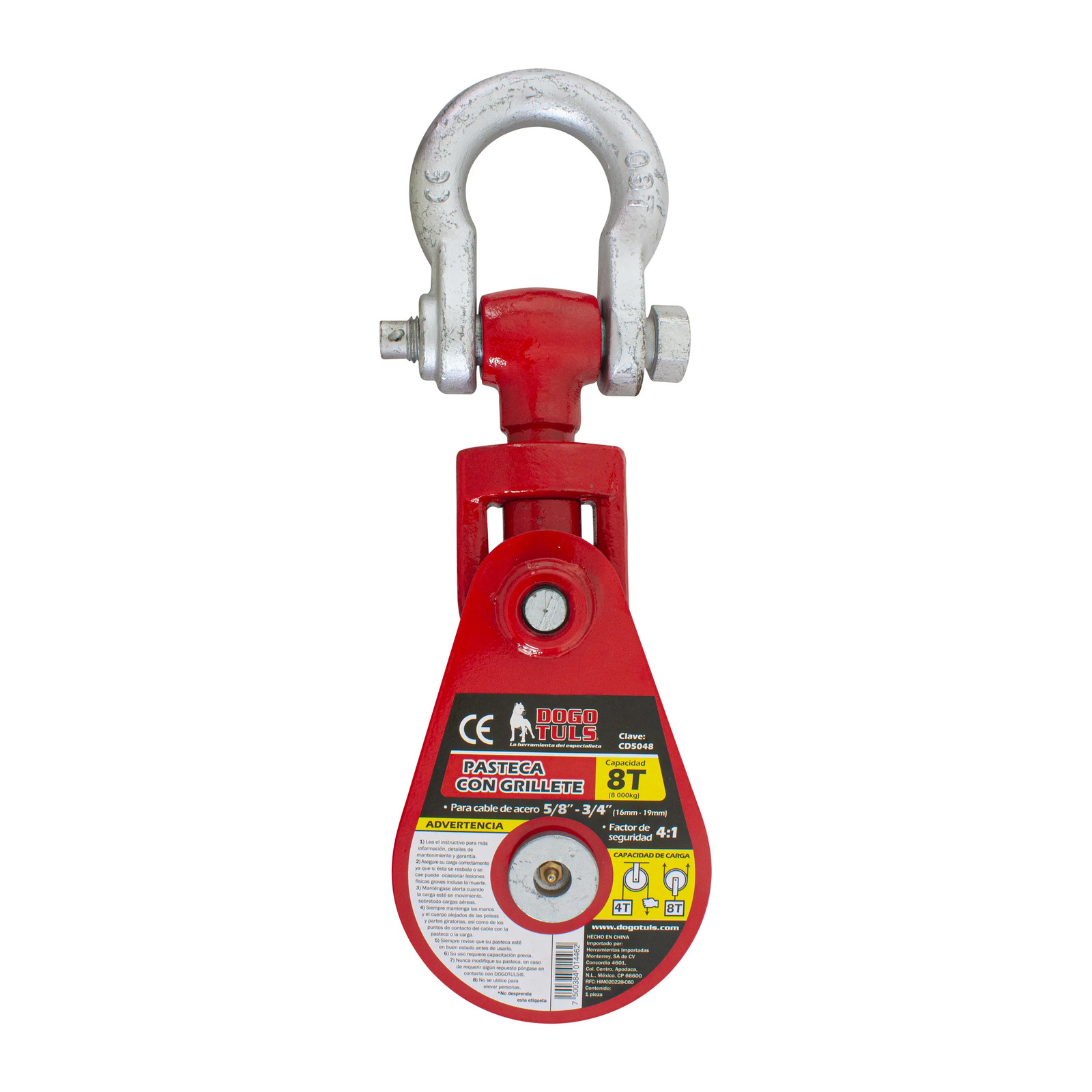 Pasteca 8 t con Grillete para Cable de Acero de 3/4" - Imagen 3