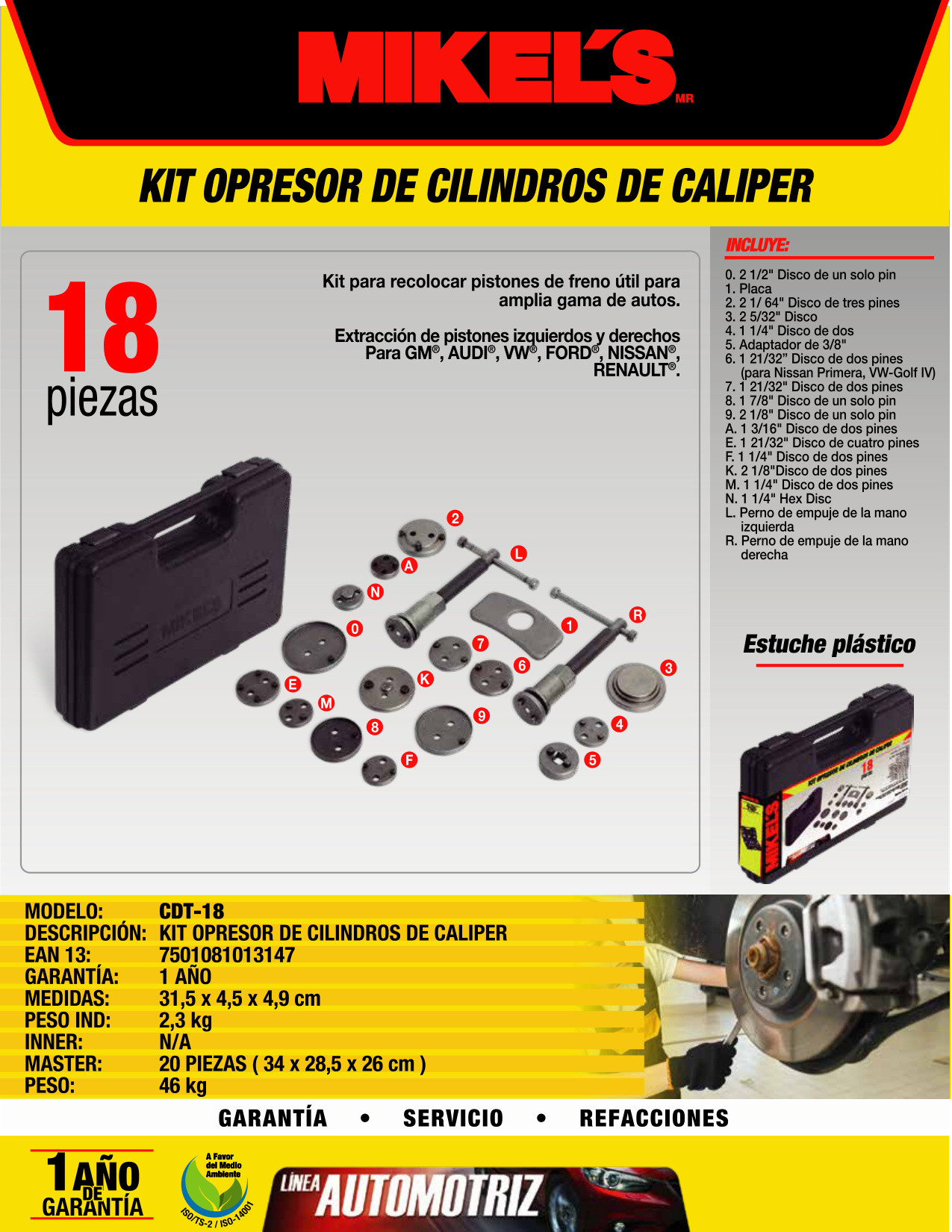 MIKELS CDT-18 Kit calibrador de discos para frenos - Imagen 4