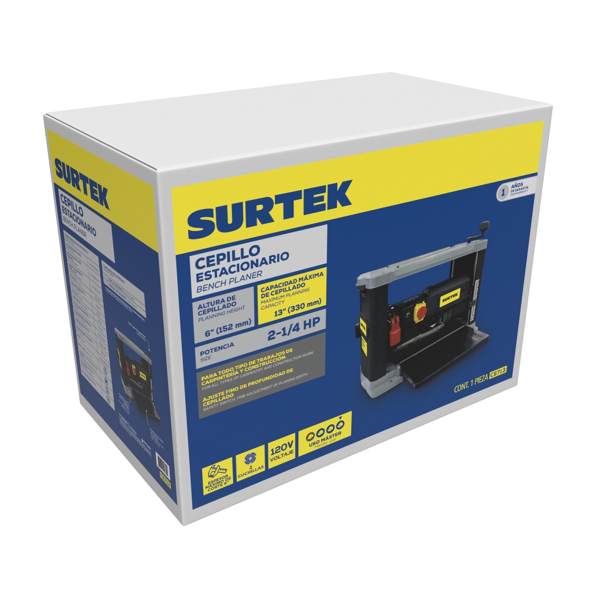 Cepillo estacionario 13" 2-1/2 HP, 1800 W, 120 V, 9300 RPM 1 fase Surtek - Imagen 2