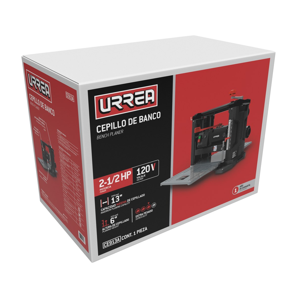 Cepillo estacionario 13" 2-1/2 HP, 1800 W, 120 V, 9900 RPM 1 fase Urrea - Imagen 2