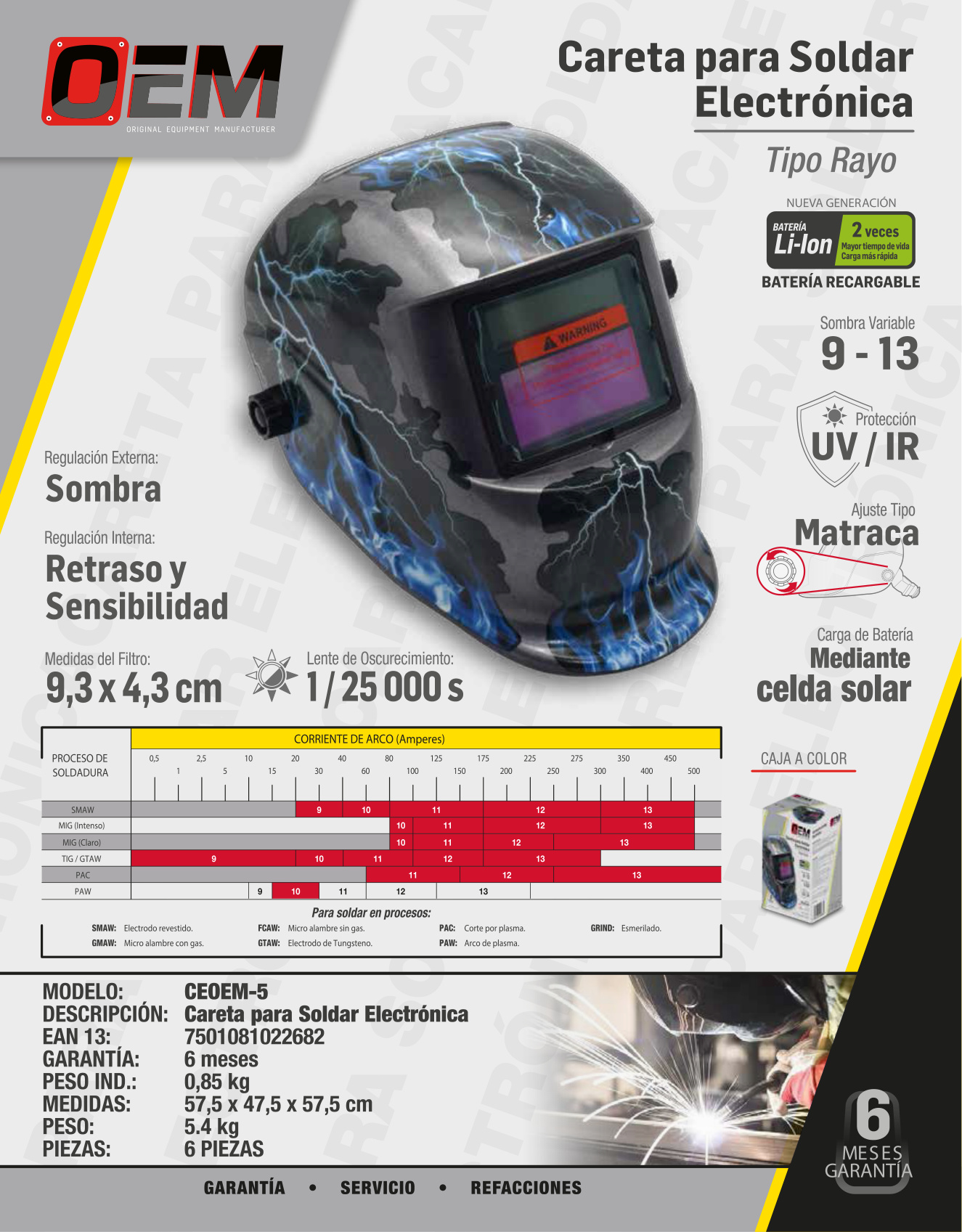 OEM CEOEM-5 OEM Careta para soldar electrónica tipo rayo - Imagen 4