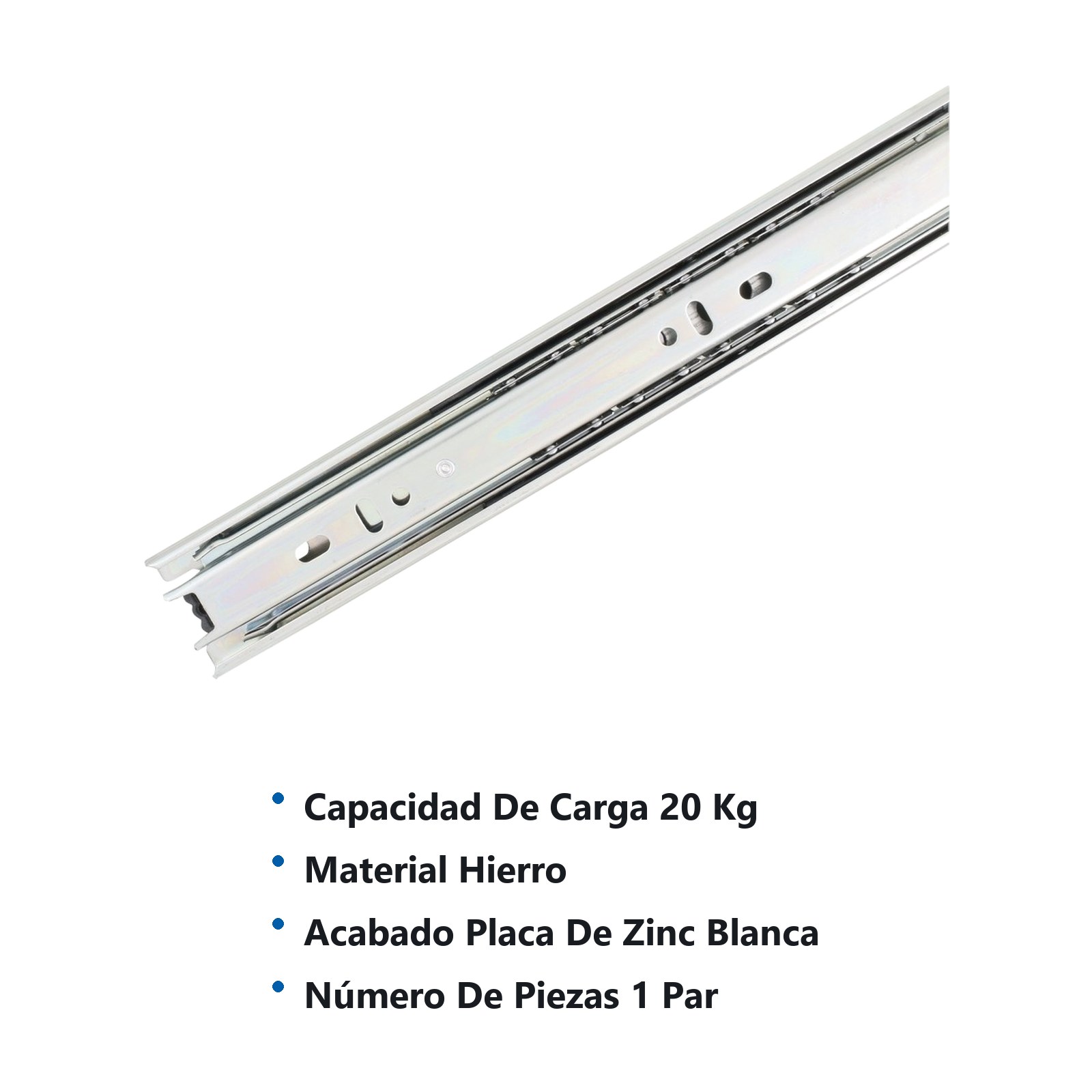 Corredera de extensión total para cajón, 4.5 cm x 40 cm, 2 piezas Lock - Imagen 2
