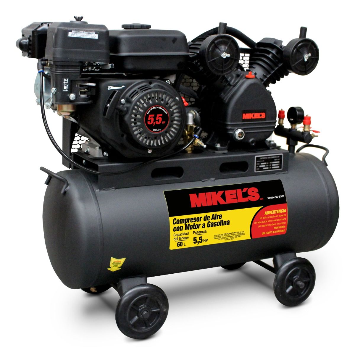 MIKELS CG-5.5HP Compresor de aire 5.5 HP Motor a Gasolina (60 lts) - Imagen 3