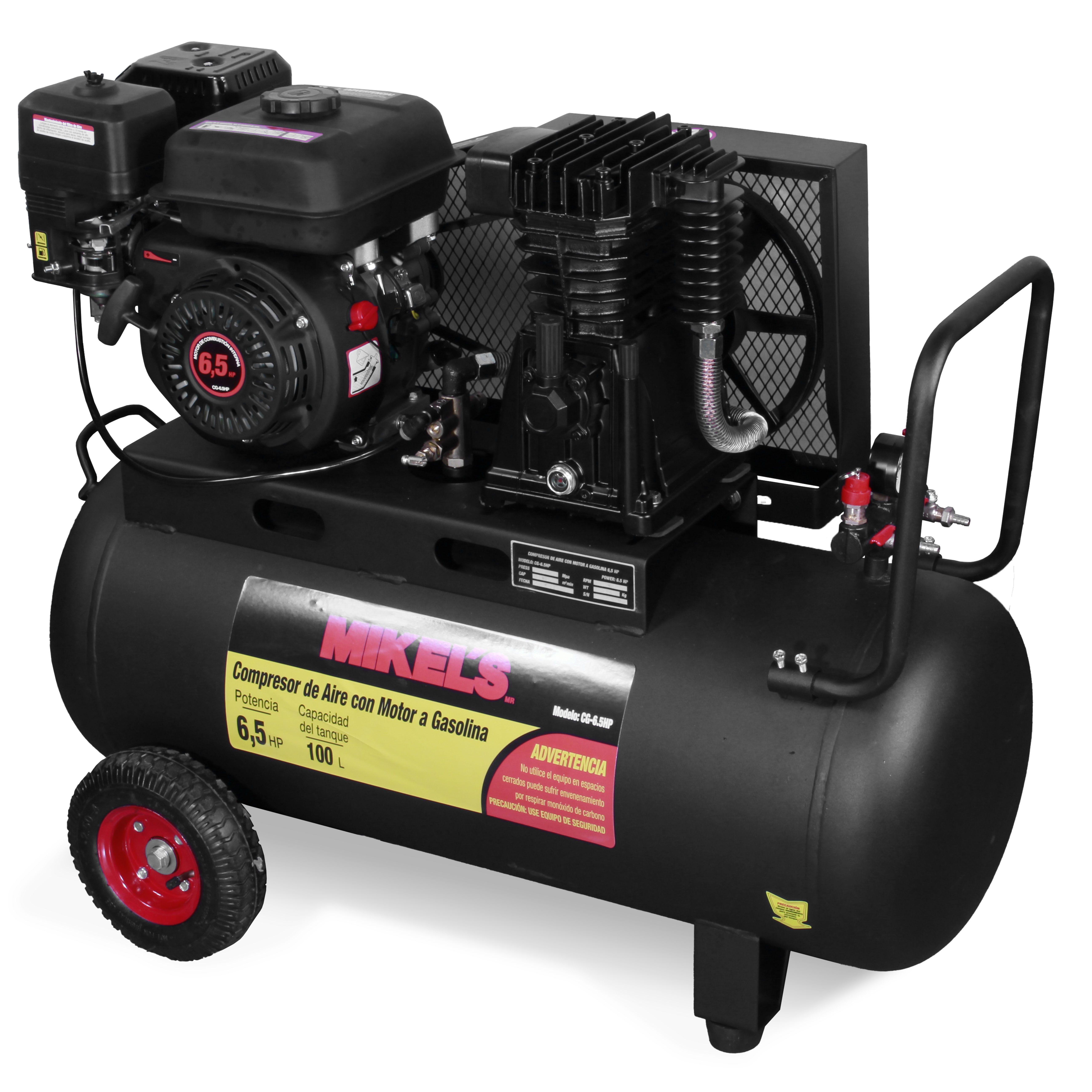 MIKELS CG-6.5HP Compresor de aire 6.5 HP Motor a Gasolina (100 lts) - Imagen 2