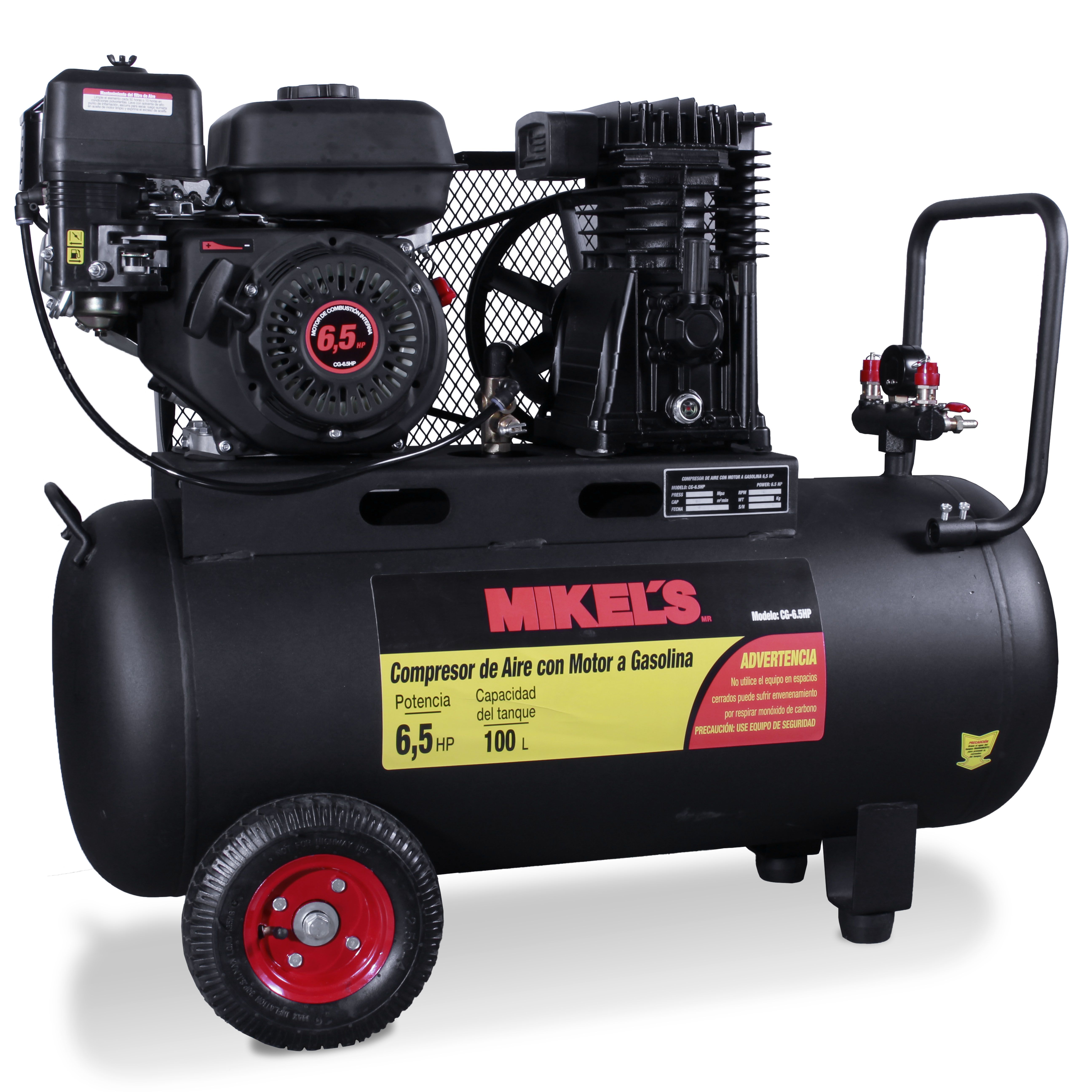 MIKELS CG-6.5HP Compresor de aire 6.5 HP Motor a Gasolina (100 lts) - Imagen 3
