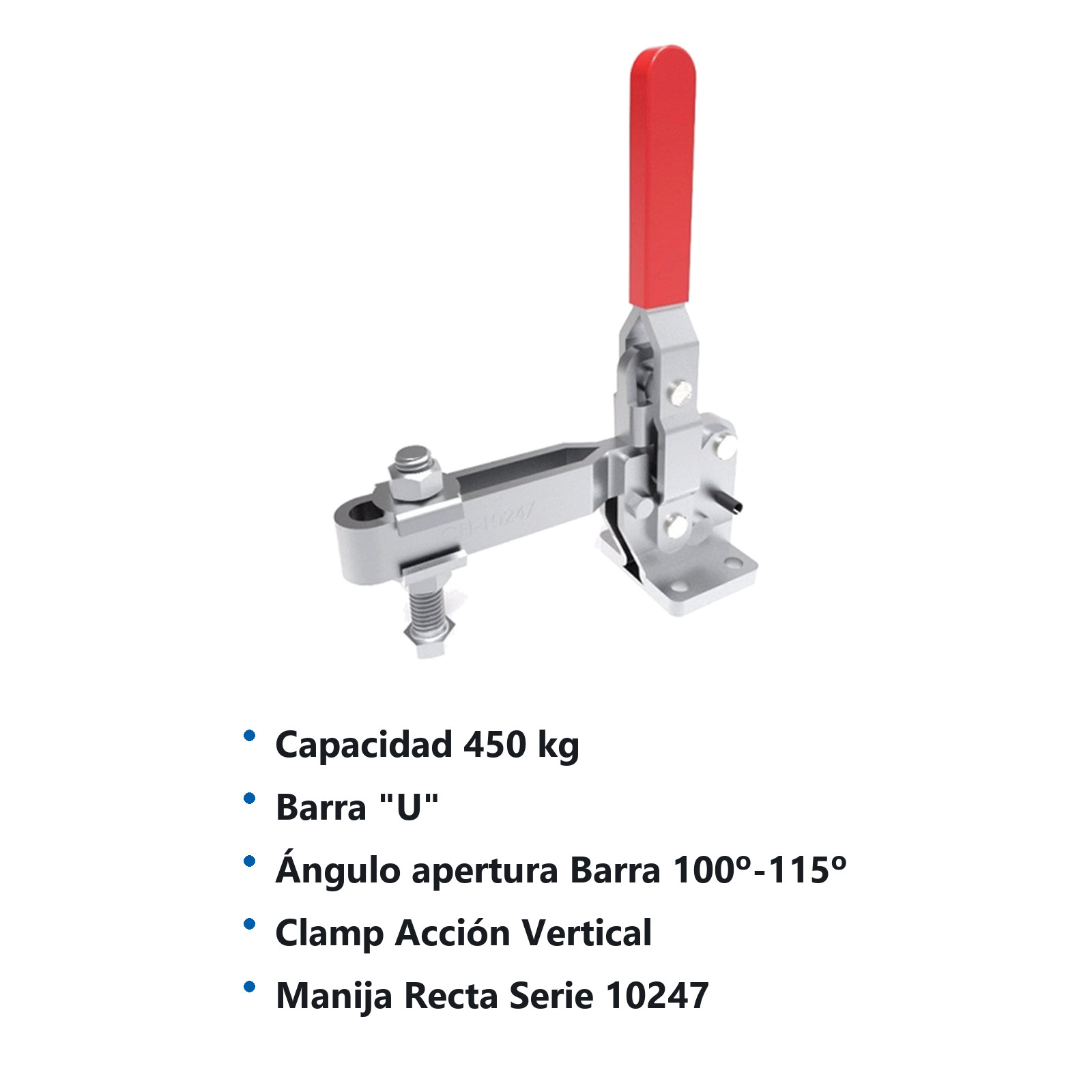 CLAMP ACCION VERT. MANIJA RECTA 450KG BARRA ''U - Imagen 2