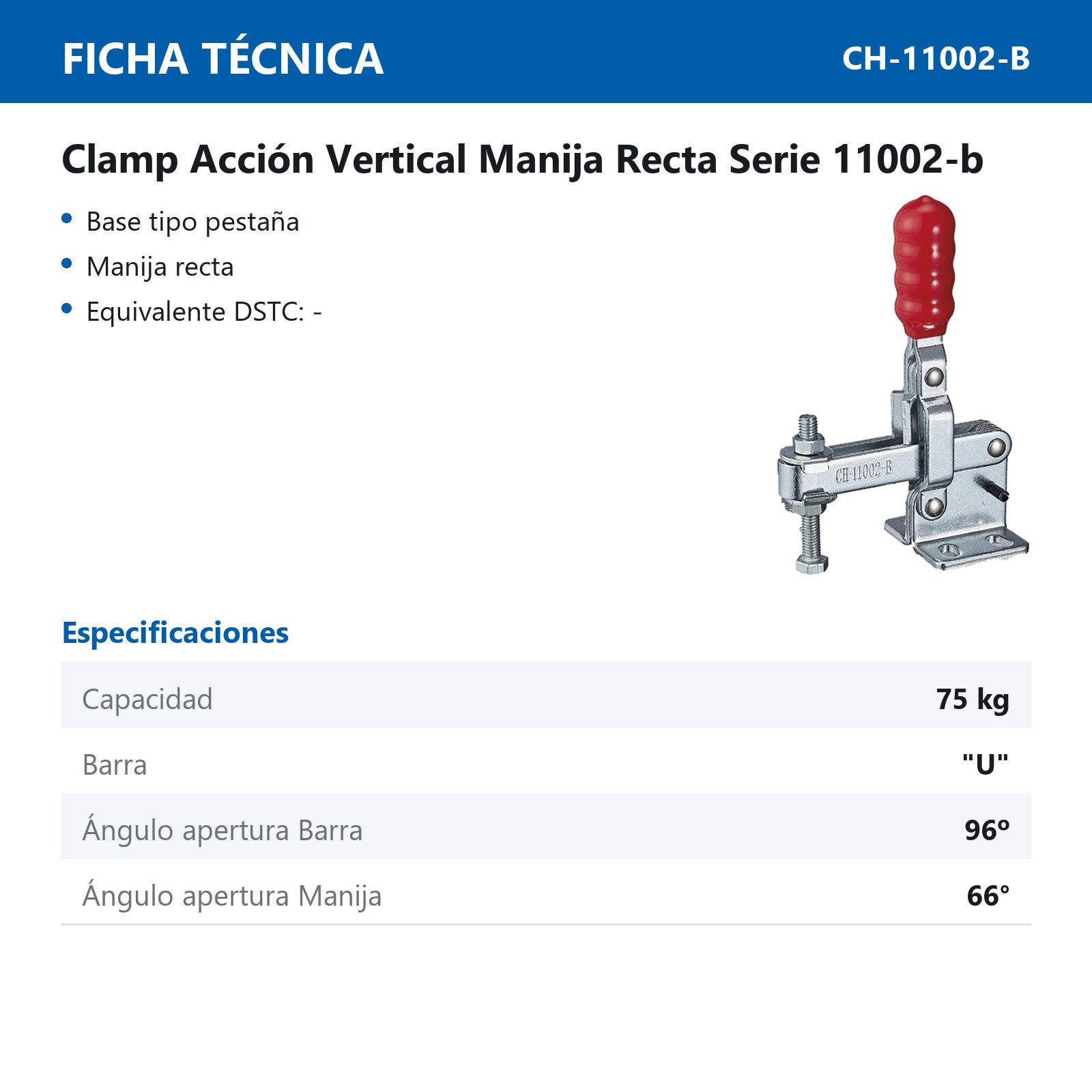 CLAMP ACCION VERT. MANIJA RECTA 75KG BARRA ''U - Imagen 2