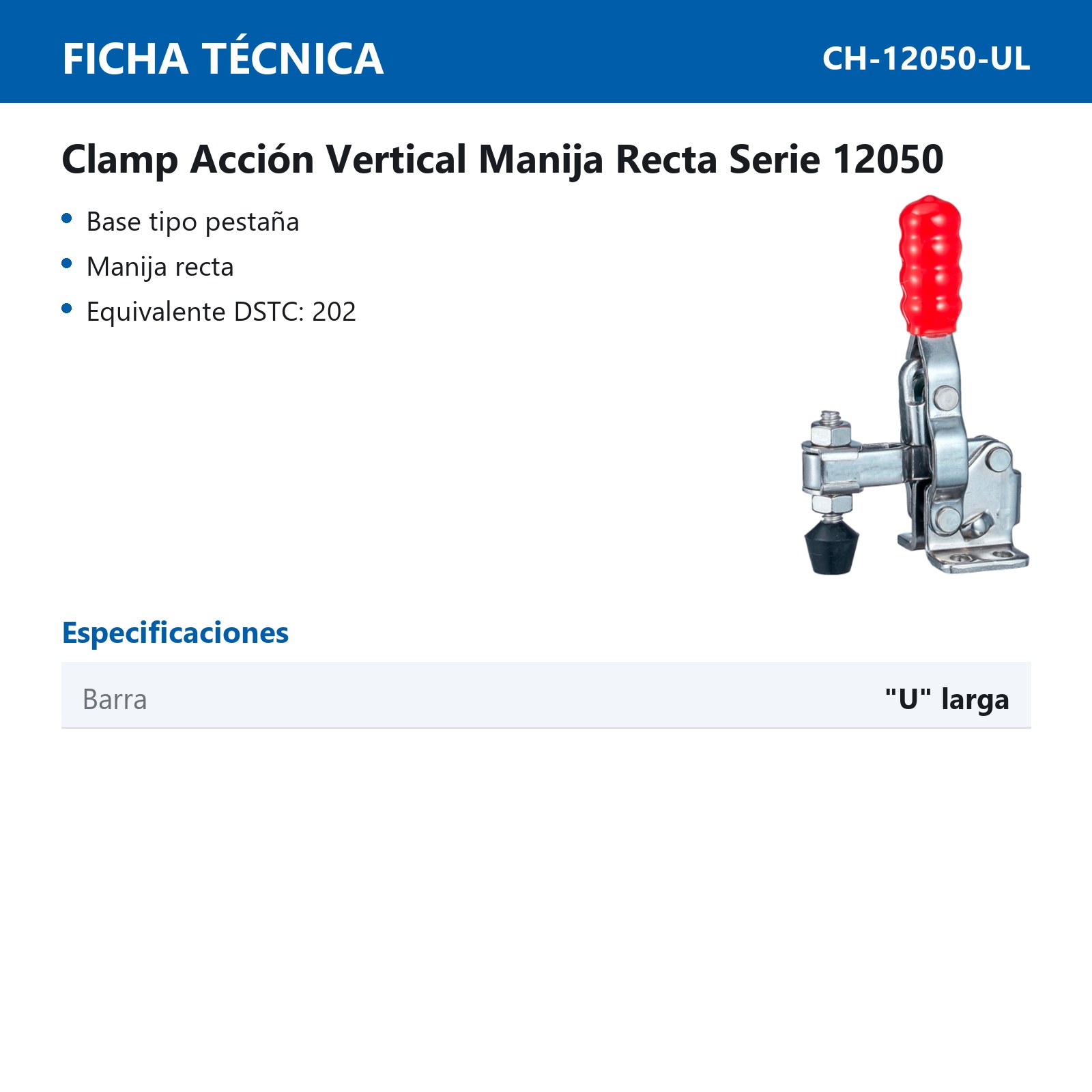 CLAMP ACCION VERT. MANIJA RECTA 91KG BARRA ''U'' XL - Imagen 2