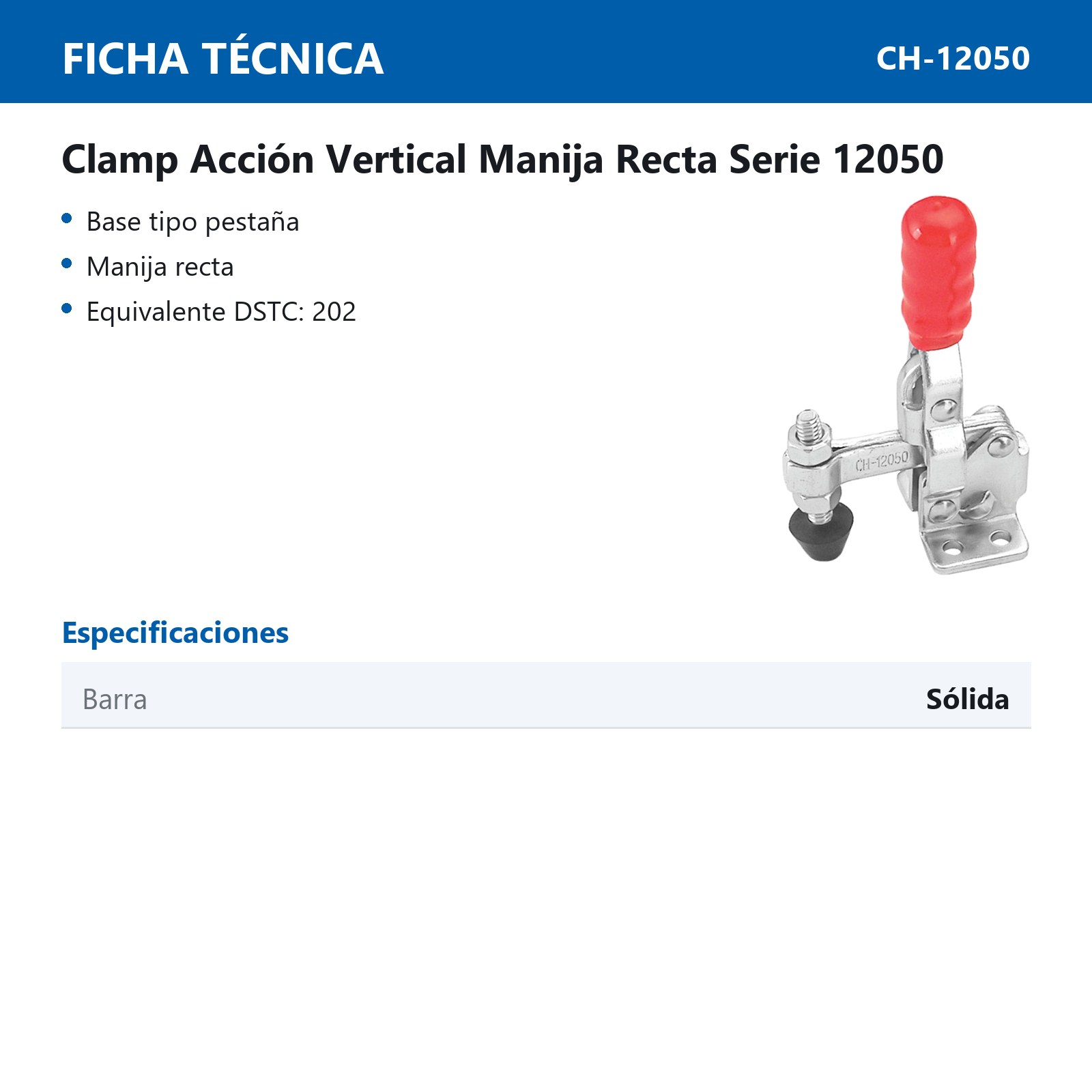 CLAMP ACCION VERT. MANIJA RECTA 91KG BARRA SOLIDA - Imagen 2