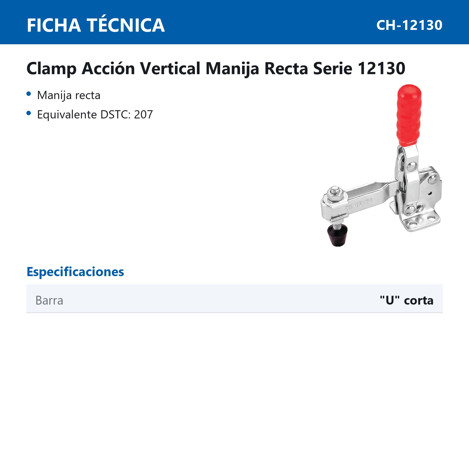 CLAMP ACCION VERT. MANIJA RECTA 227KG BARRA ''U - Imagen 2