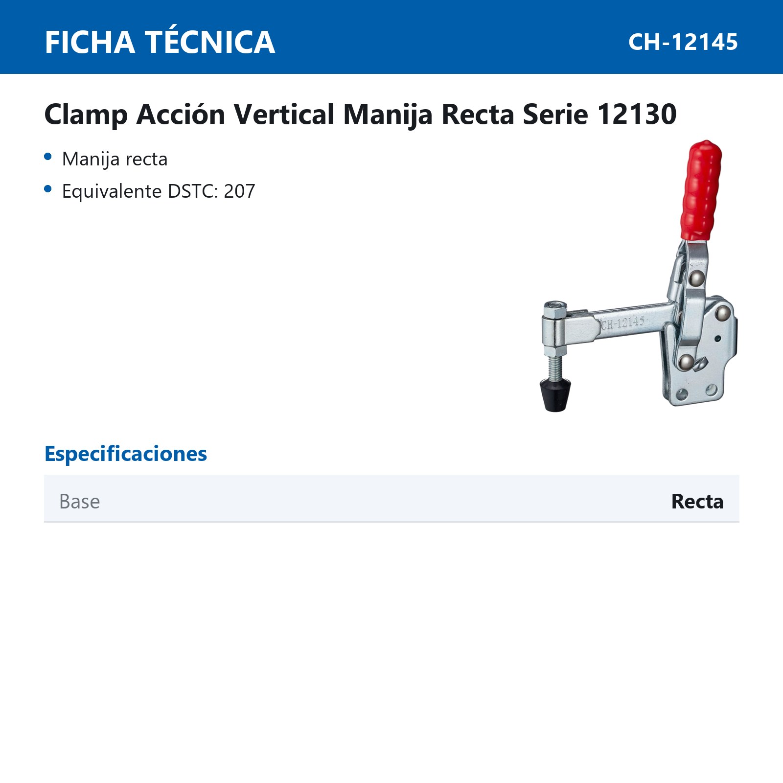 CLAMP ACCION VERT. MANIJA RECTA 227KG BASE RECTA - Imagen 2