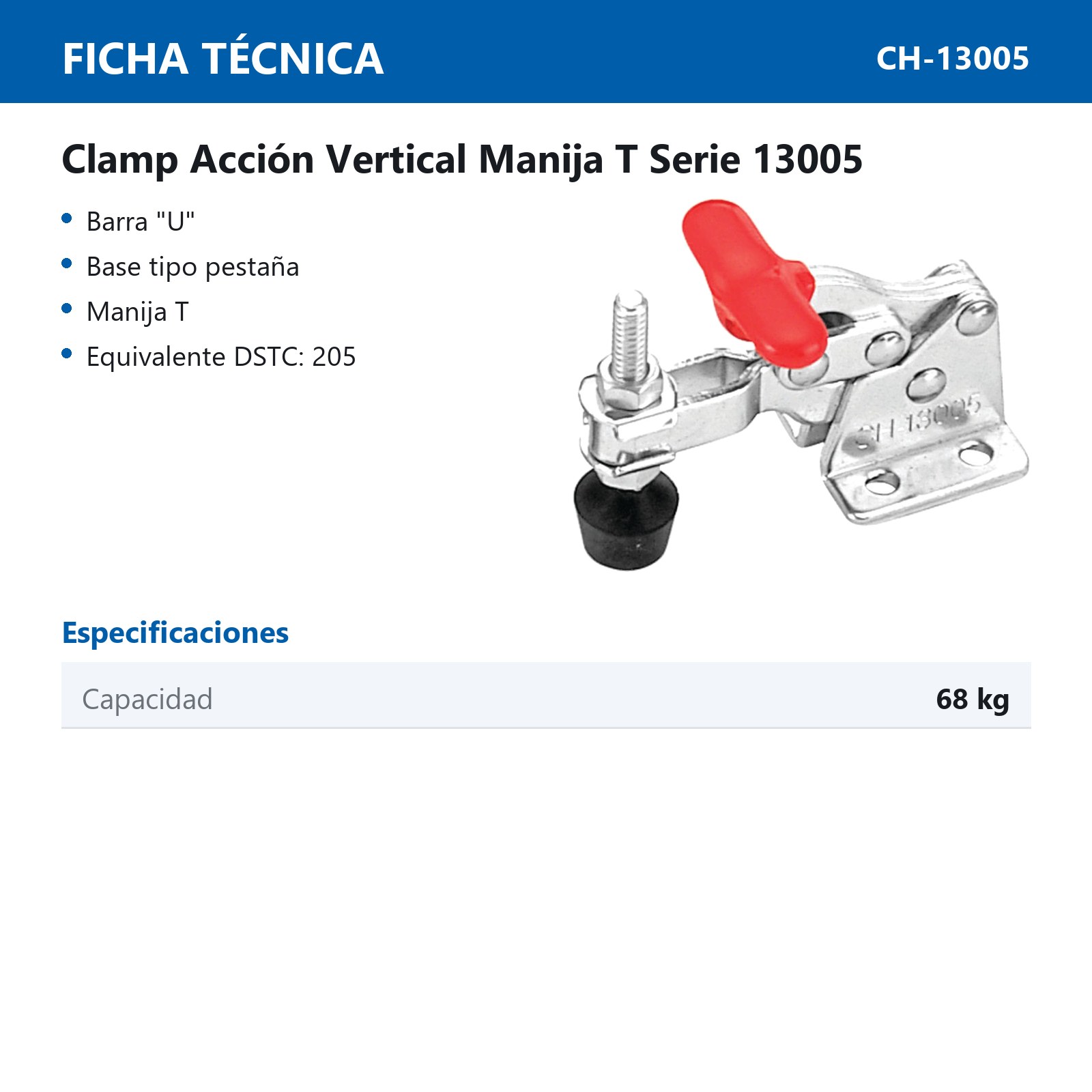 CLAMP ACCION VERT. MANIJA T 68KG BARRA ''U - Imagen 2