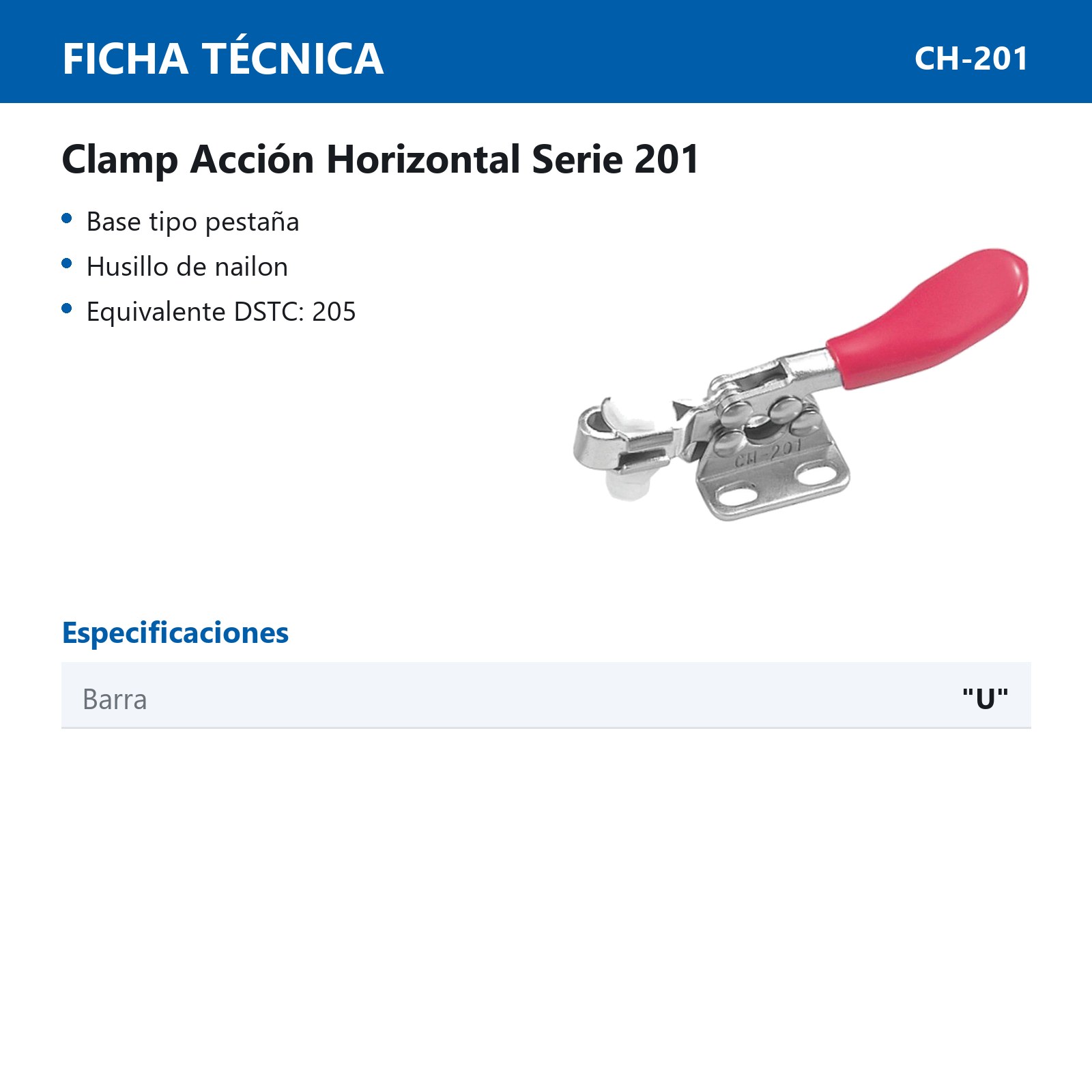 CLAMP ACCION HOR. 27KG BARRA ''U - Imagen 2