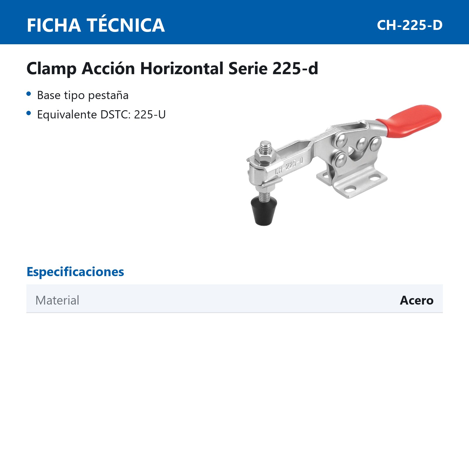 CLAMP ACCION HOR. 250KG BARRA ''U - Imagen 2