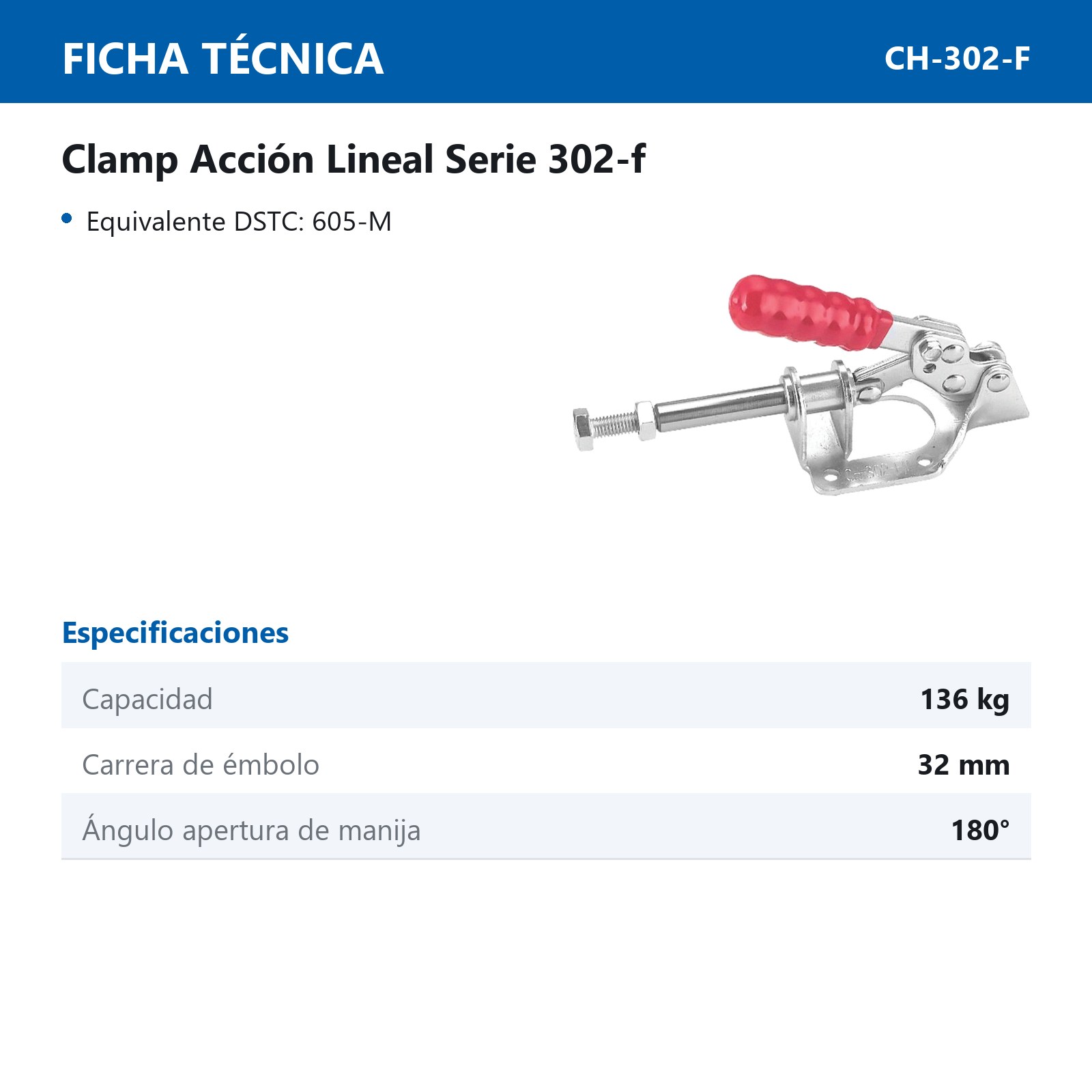 CLAMP ACCION LINEAL 136KG MANIJA SUPERIOR - Imagen 2