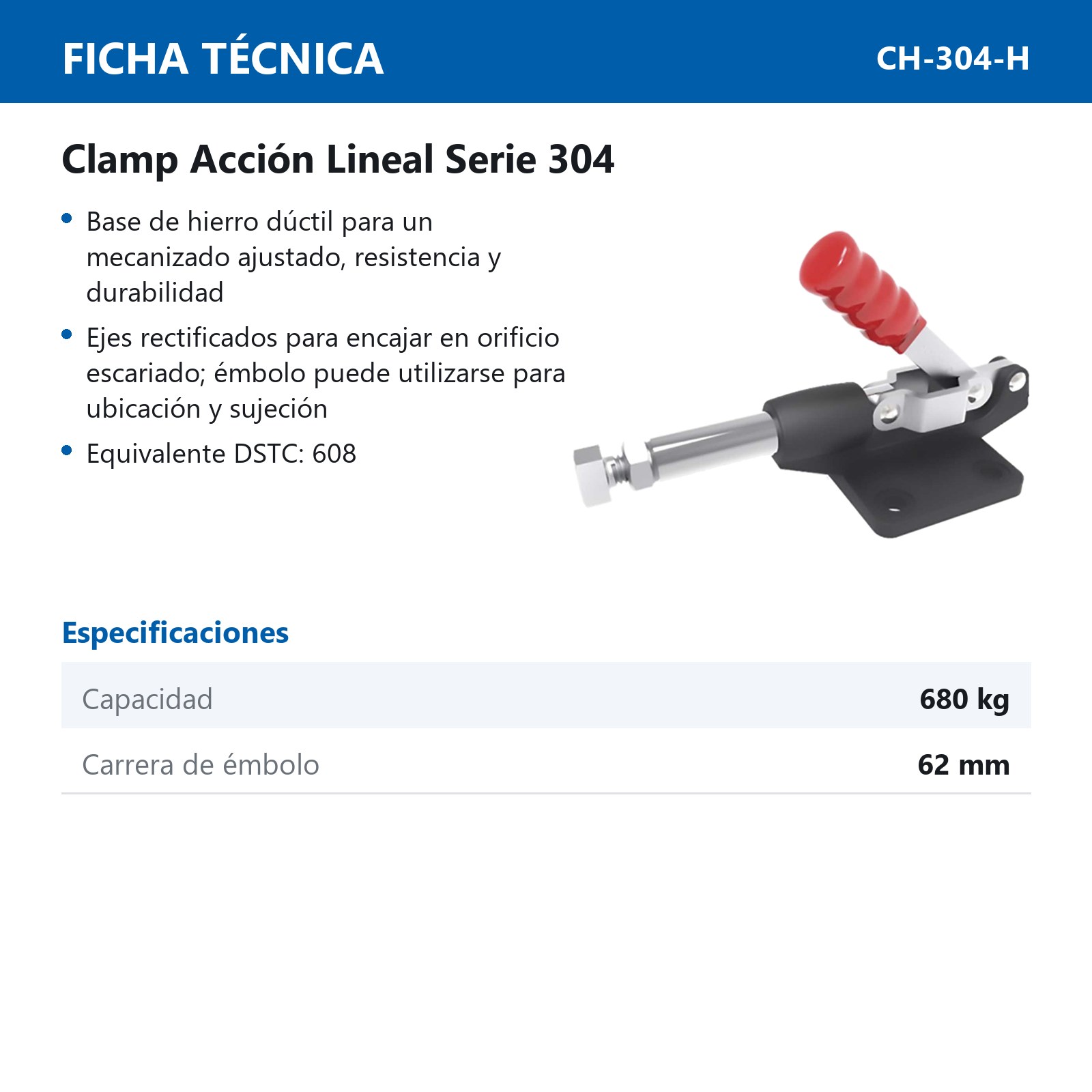 CLAMP ACCION LINEAL 680KG, 45° - Imagen 2