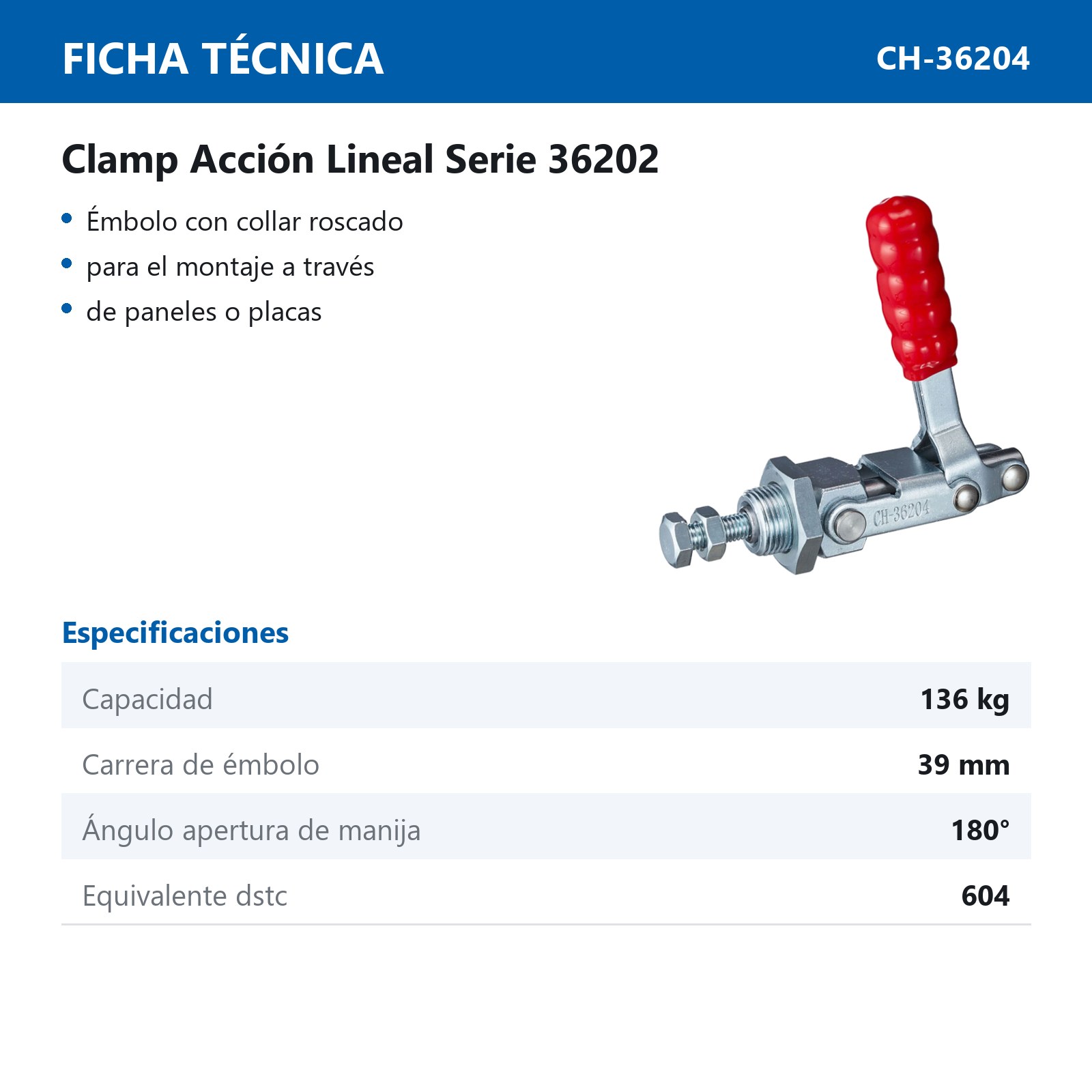CLAMP ACCION LINEAL 136KG MANIJA INFERIOR - Imagen 2