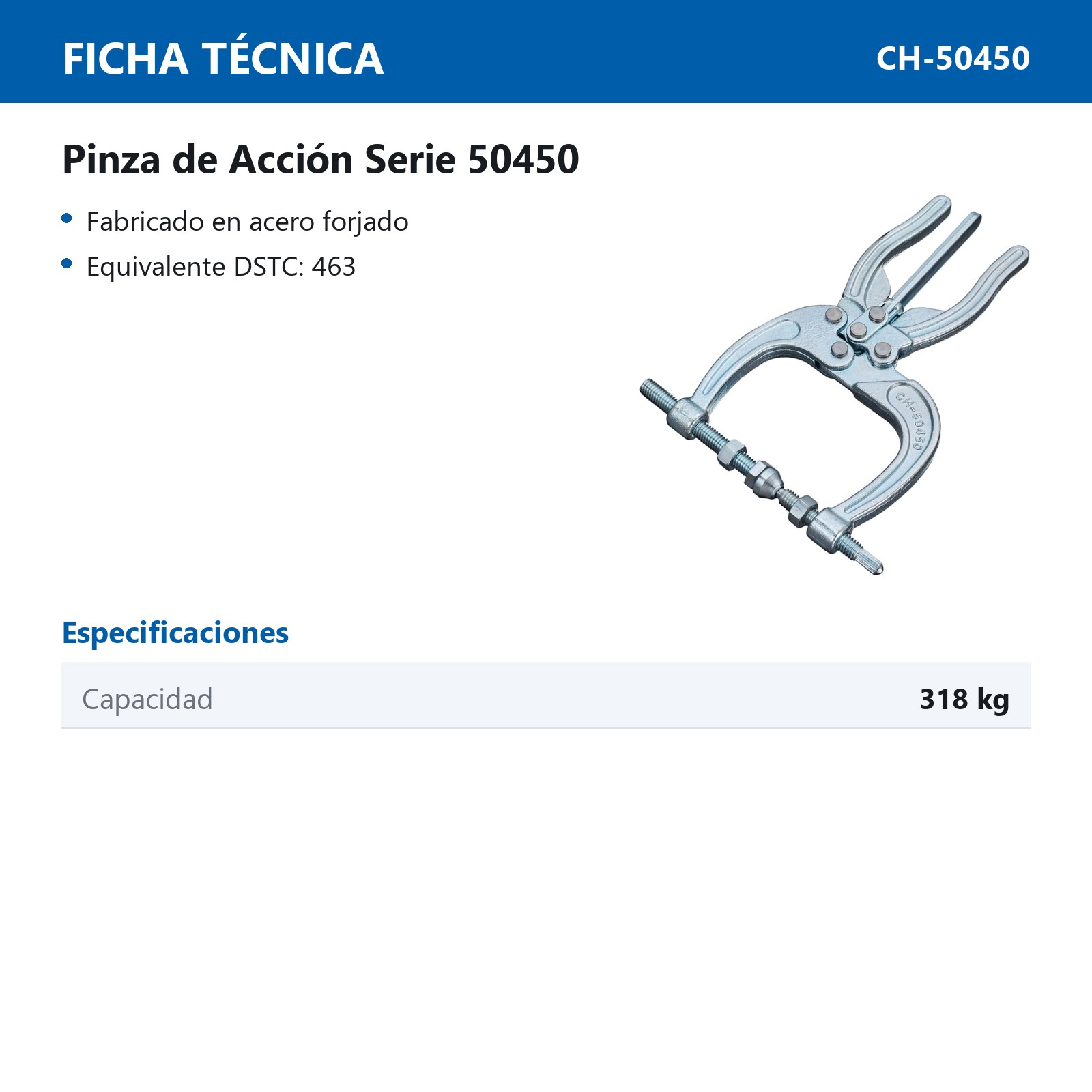 PINZA DE ACCION FORJADA 318KG AJUSTE DOBLE - Imagen 2