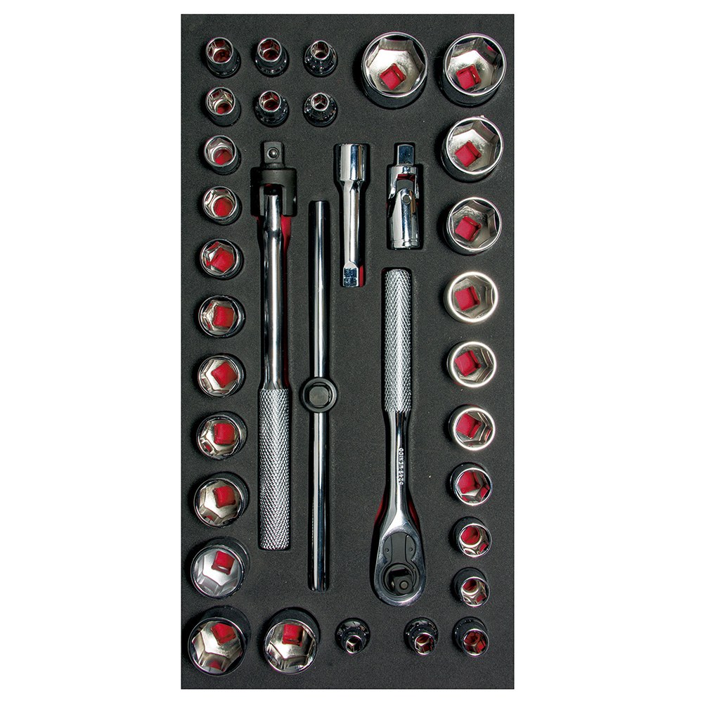 Juego de dados cortos y accesorios cuadro de 3/8" combinados 34 piezas, CH104-C Urrea